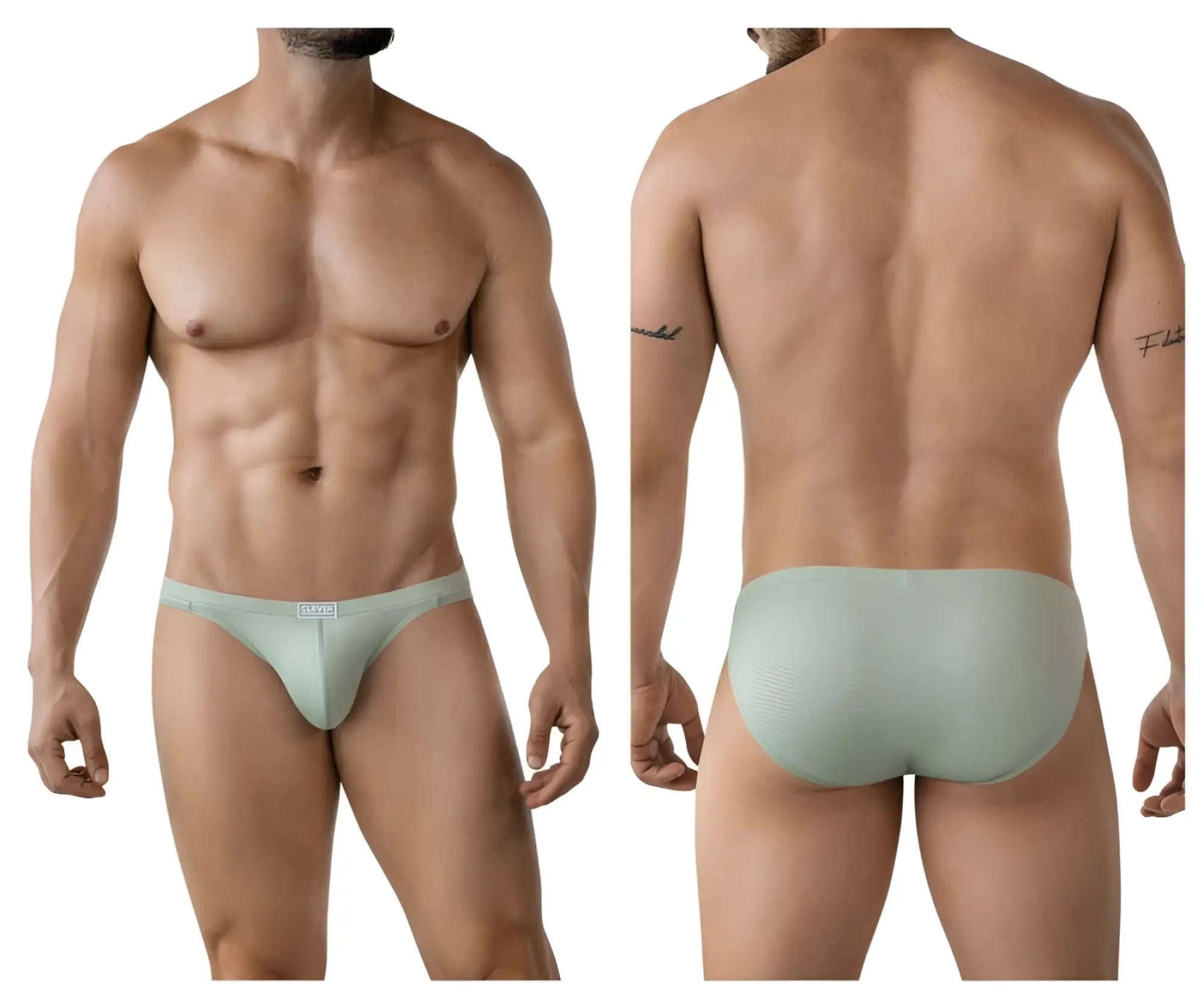 Light green clever 2014 reto briefs with a subtle textured pattern and small brand tag at the waistband