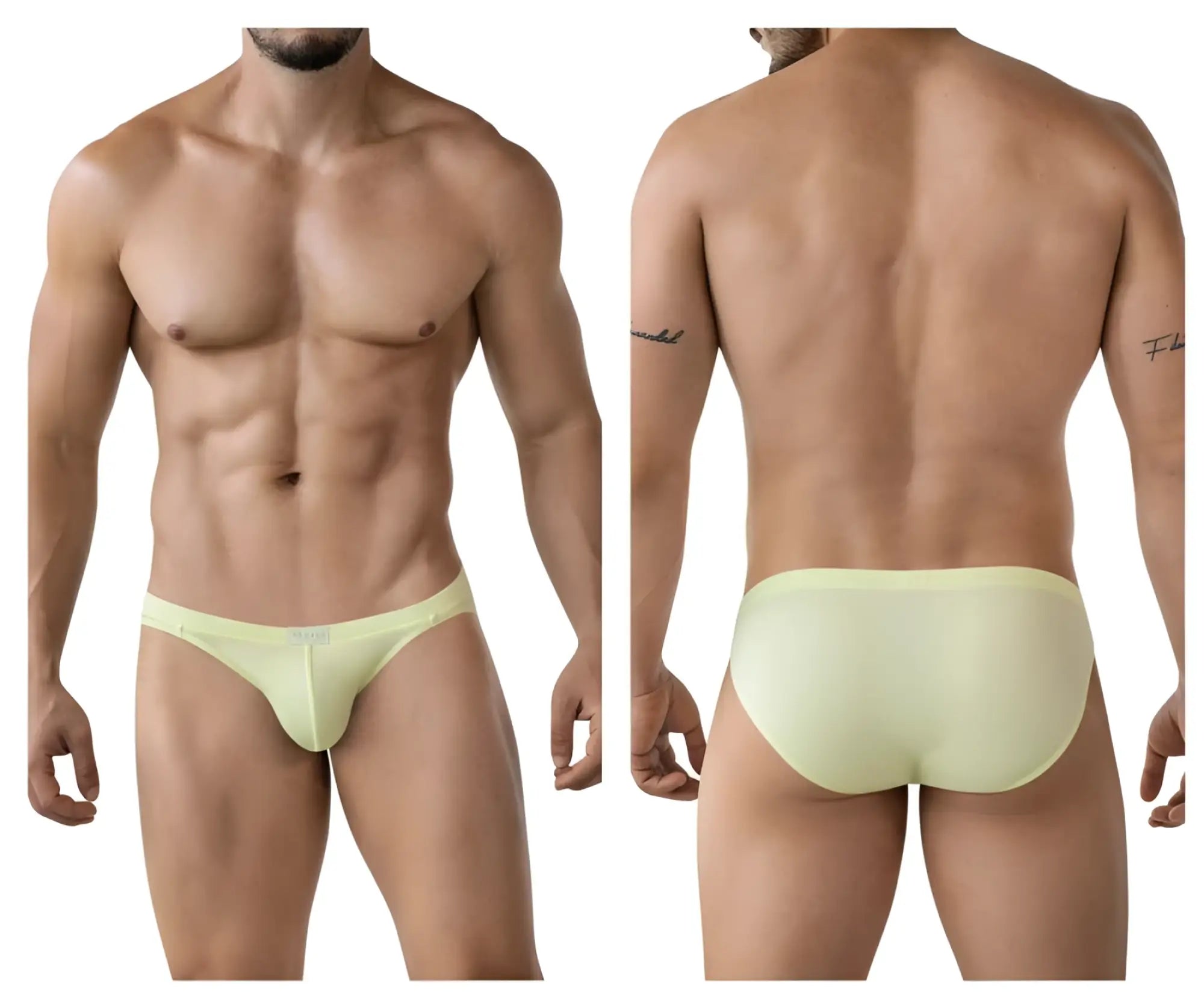 Light green seamless briefs with smooth stretchy fabric from clever 2014 reto briefs in light yellow color