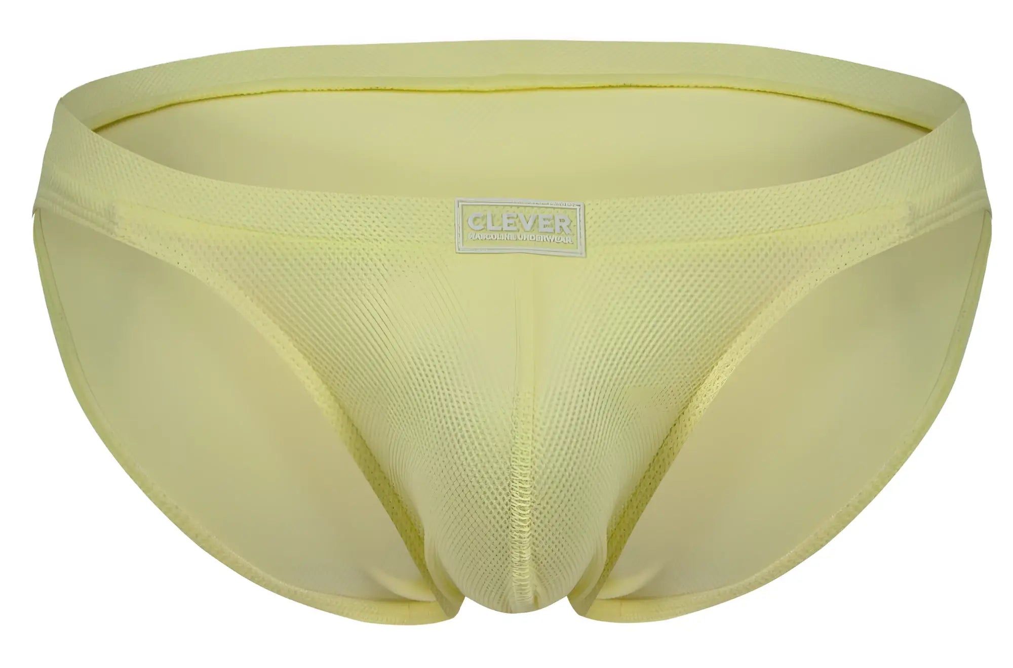 Light yellow clever 2014 reto briefs mesh briefs with subtle textured pattern and branded waistband label