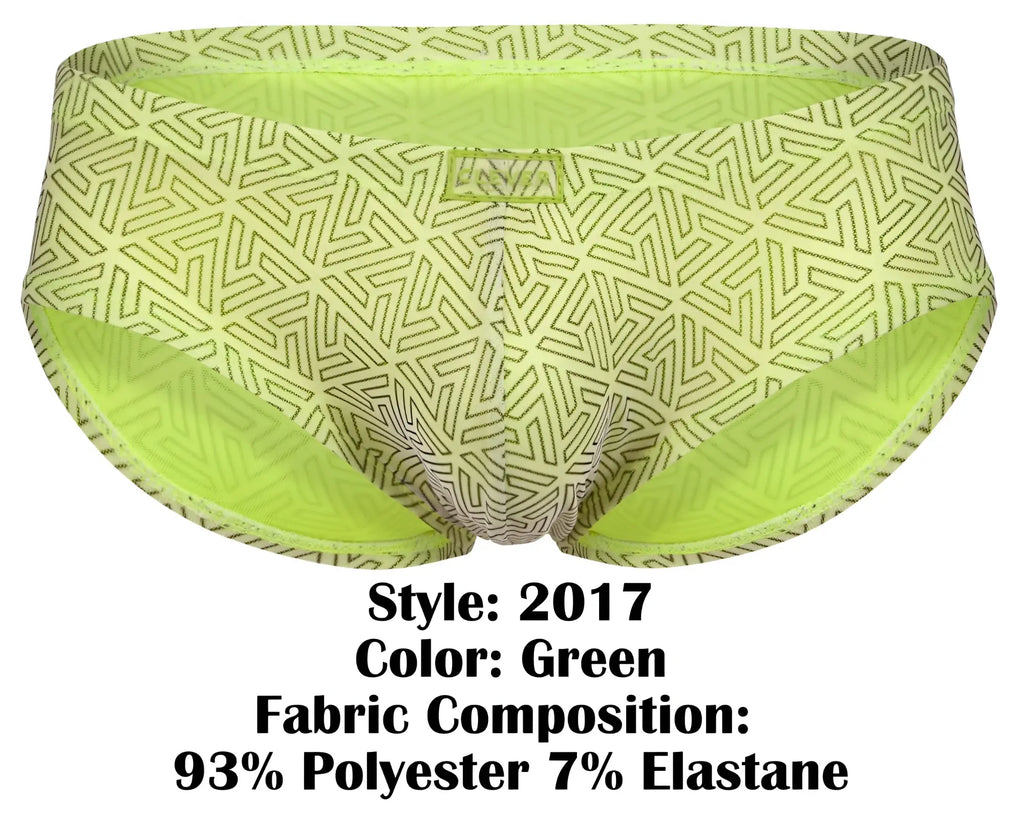 Clever 2017 neon briefs in lime green with geometric pattern and elastic waistband for comfortable fit