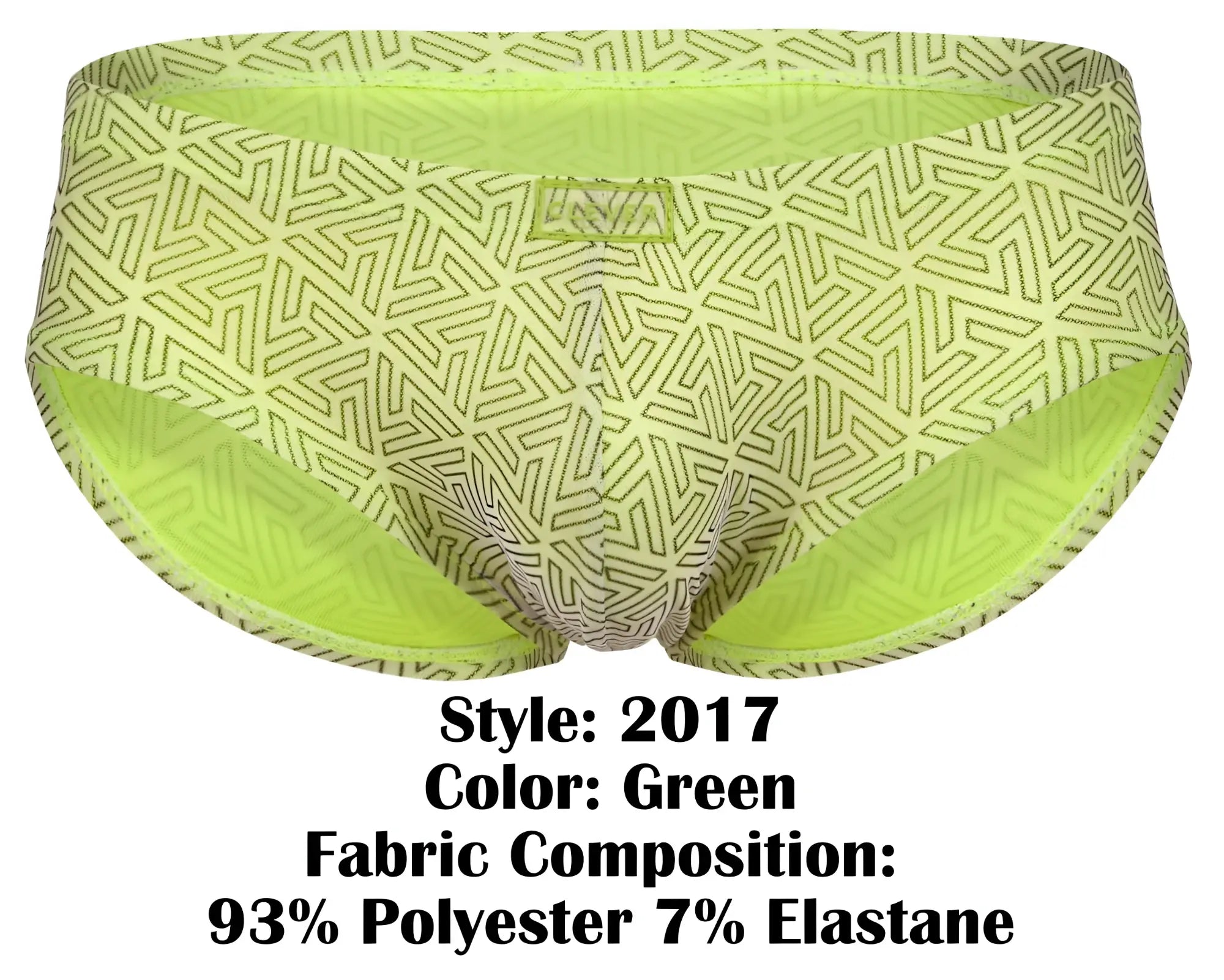 Clever 2017 neon briefs in lime green with geometric pattern and elastic waistband for comfortable fit