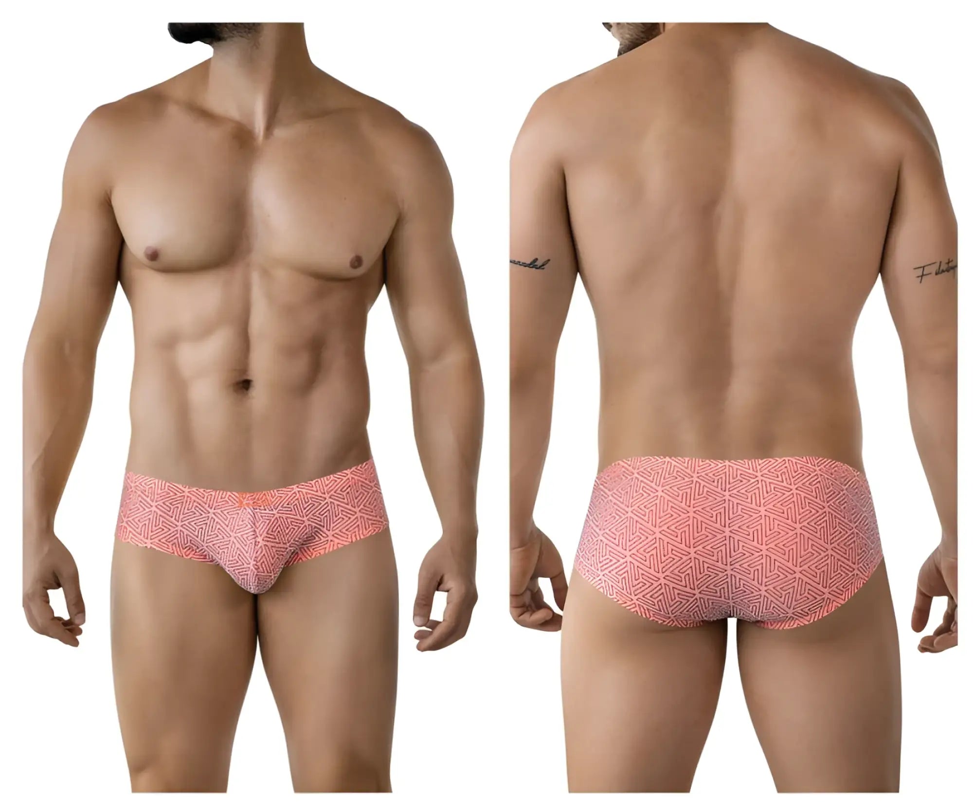Coral-colored clever 2017 neon briefs with a geometric pattern for comfortable everyday wear