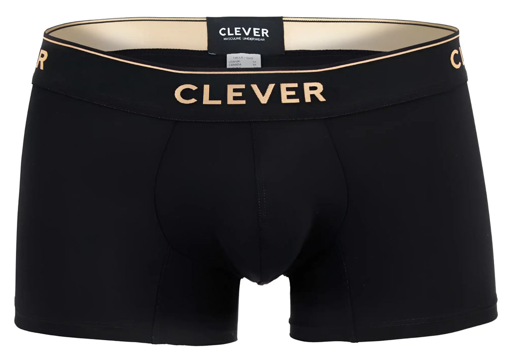 Black clever 2026 valladolid trunks boxer briefs with gold clever branding on waistband in black color