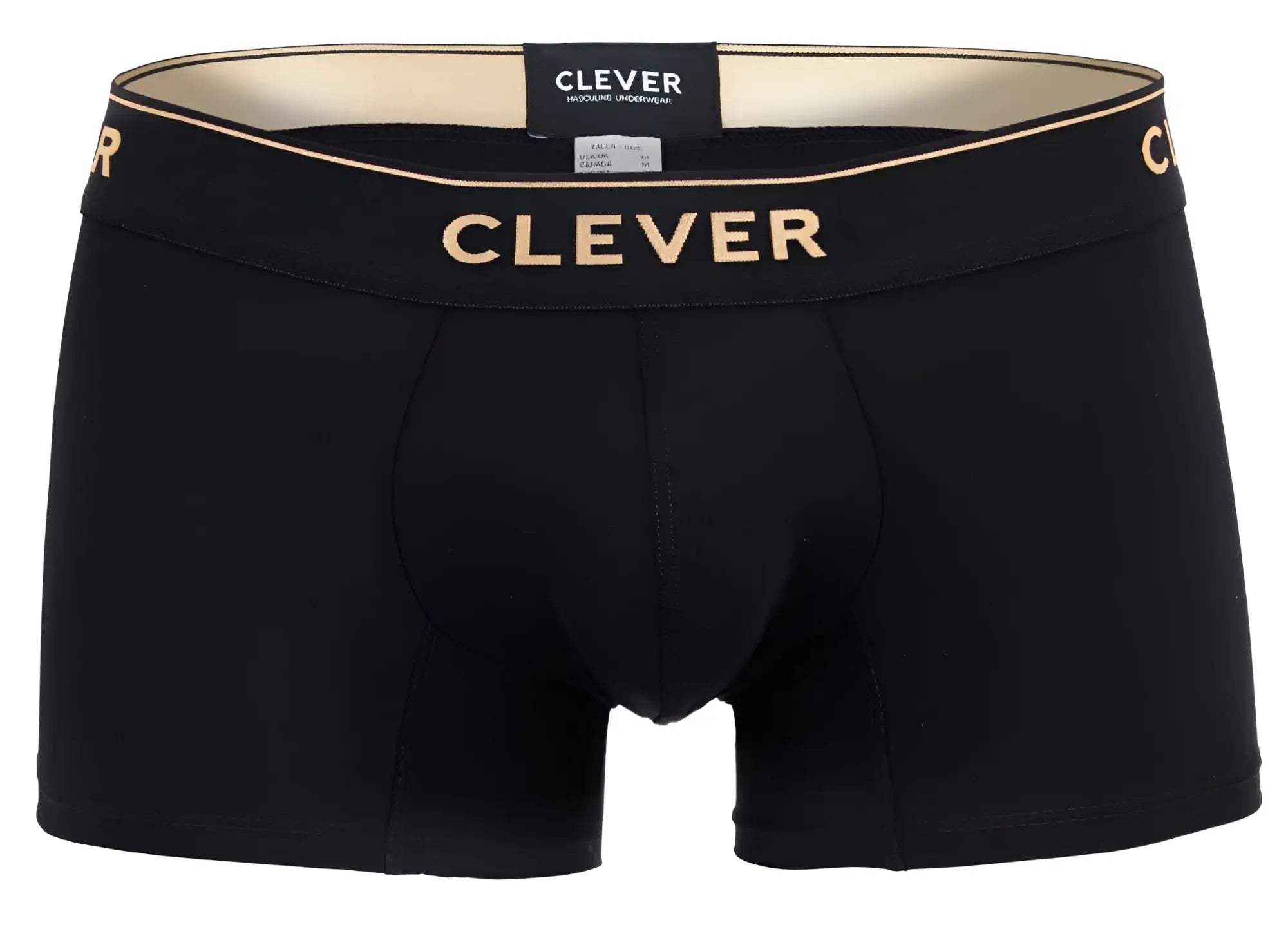 Black clever 2026 valladolid trunks boxer briefs with gold clever branding on waistband in black color