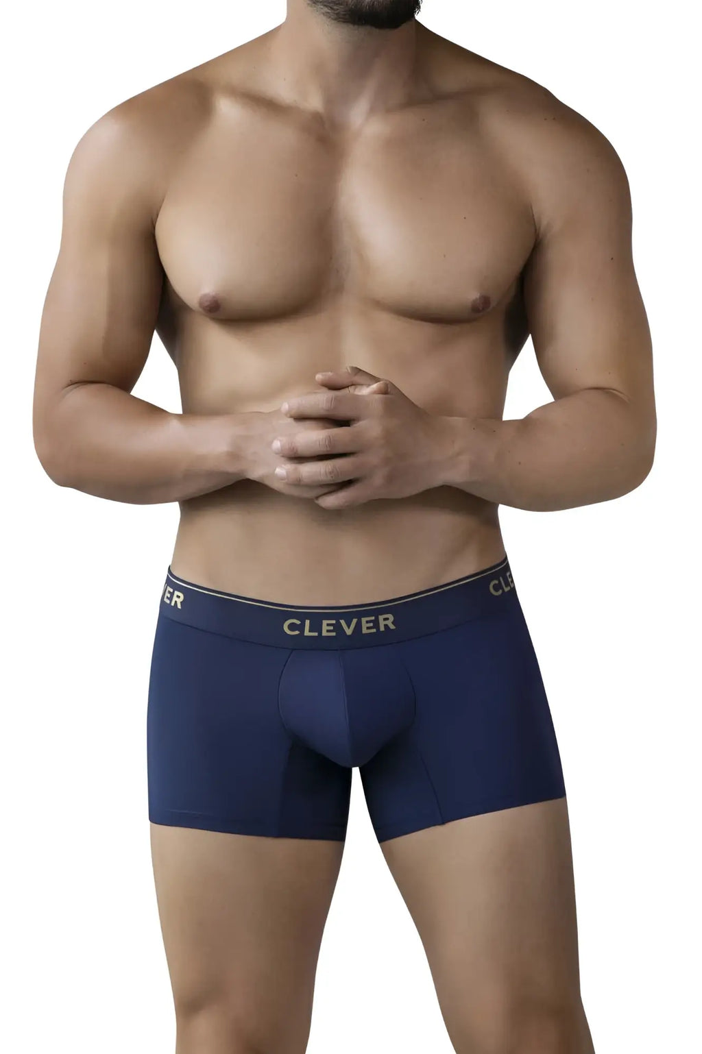 Navy blue clever 2026 valladolid trunks boxer briefs with gold logo waistband made from soft stretchy fabric