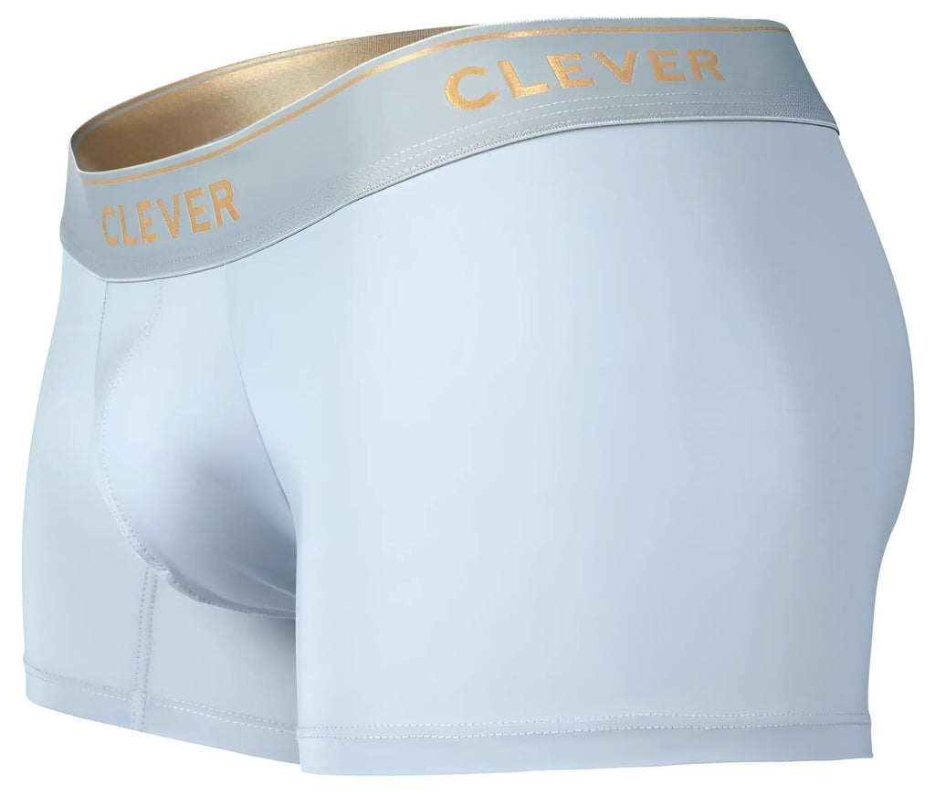 Light blue clever 2026 valladolid men’s boxer briefs with gold trim waistband and matching clever logo lettering