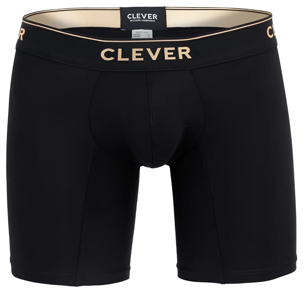 Black clever 2027 valladolid boxer briefs with gold branding on waistband designed for comfort and support