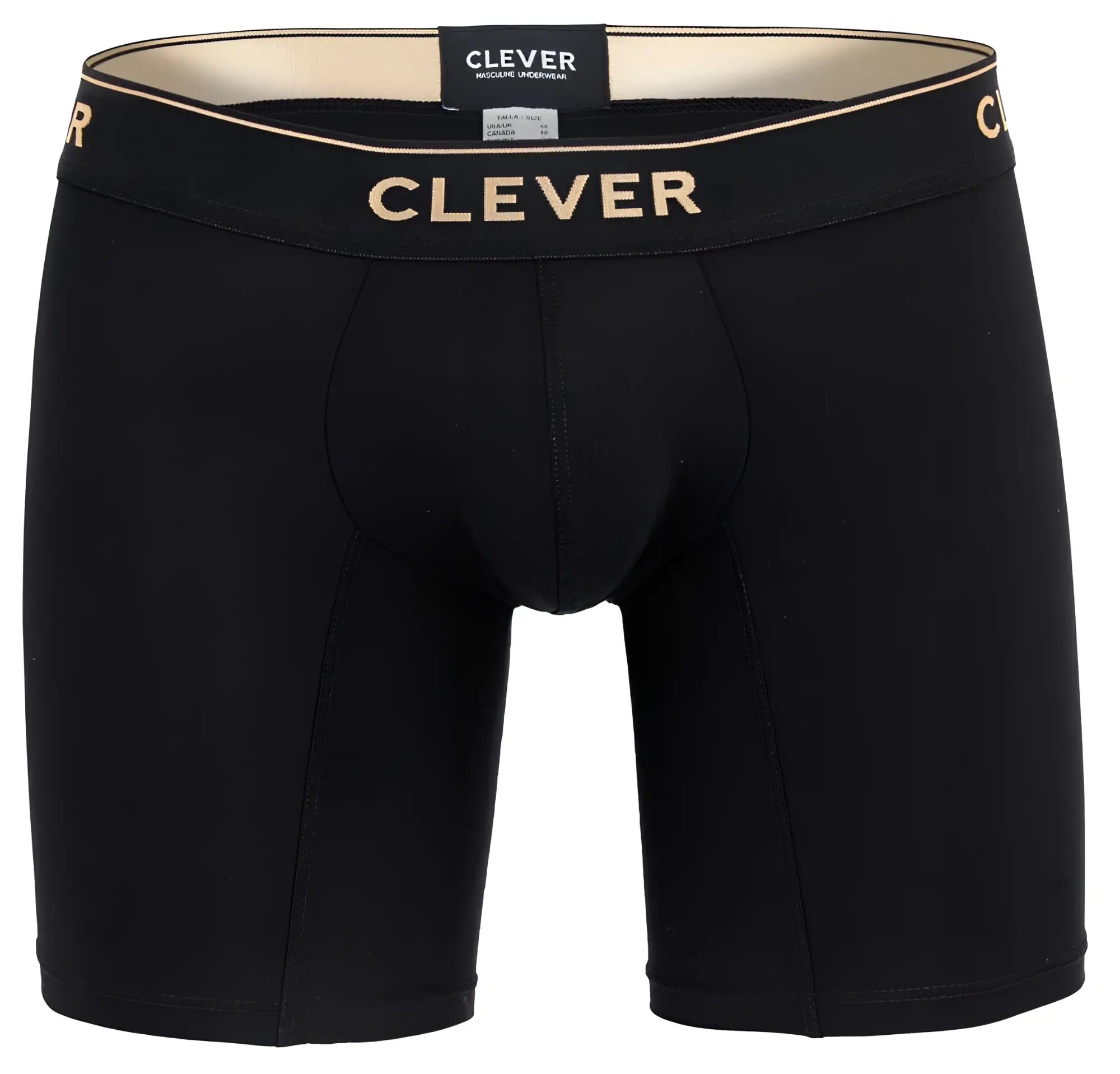 Black clever 2027 valladolid boxer briefs with gold branding on waistband designed for comfort and support