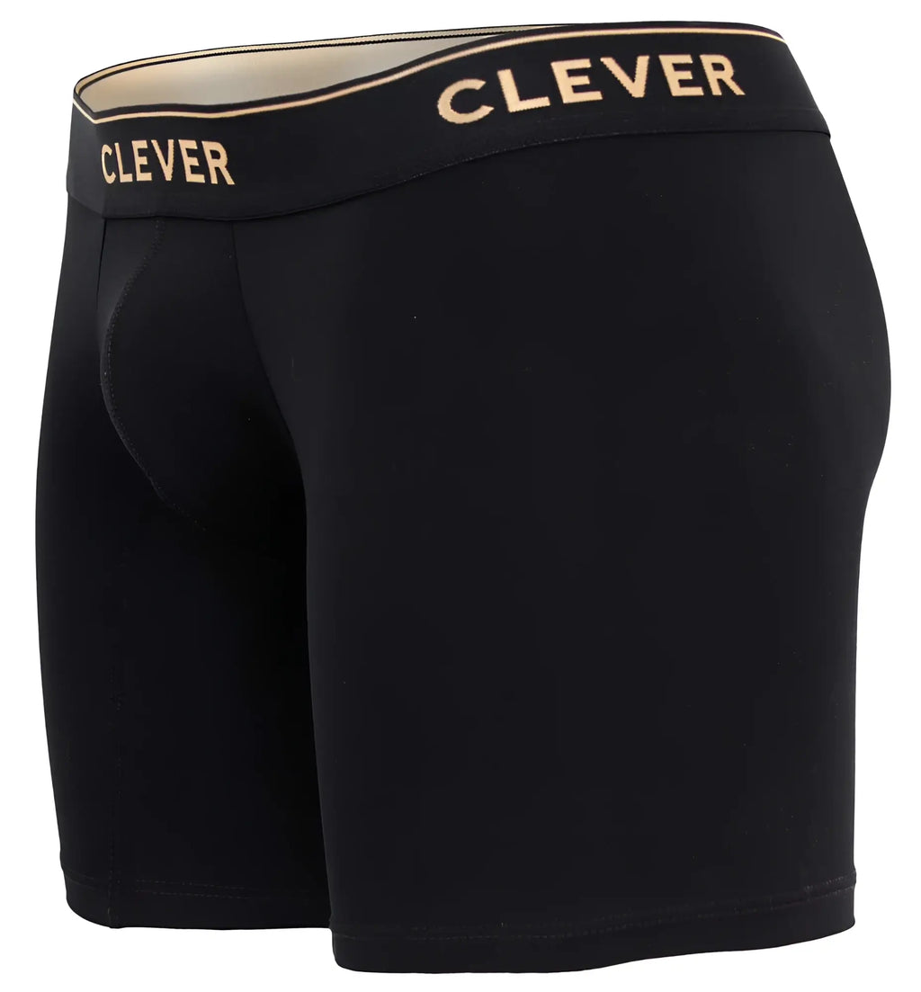 Black clever 2027 valladolid boxer briefs featuring gold logo waistband designed for comfort and support