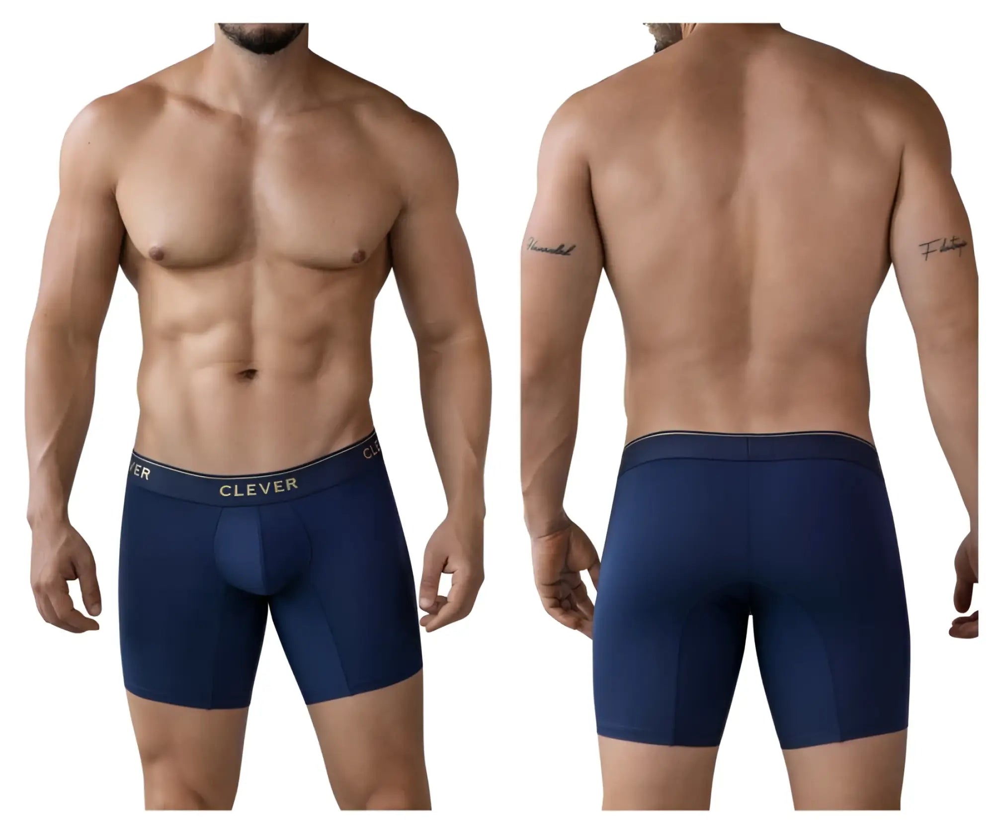 Navy blue clever 2027 valladolid boxer briefs with black elastic waistband featuring brand name in white lettering