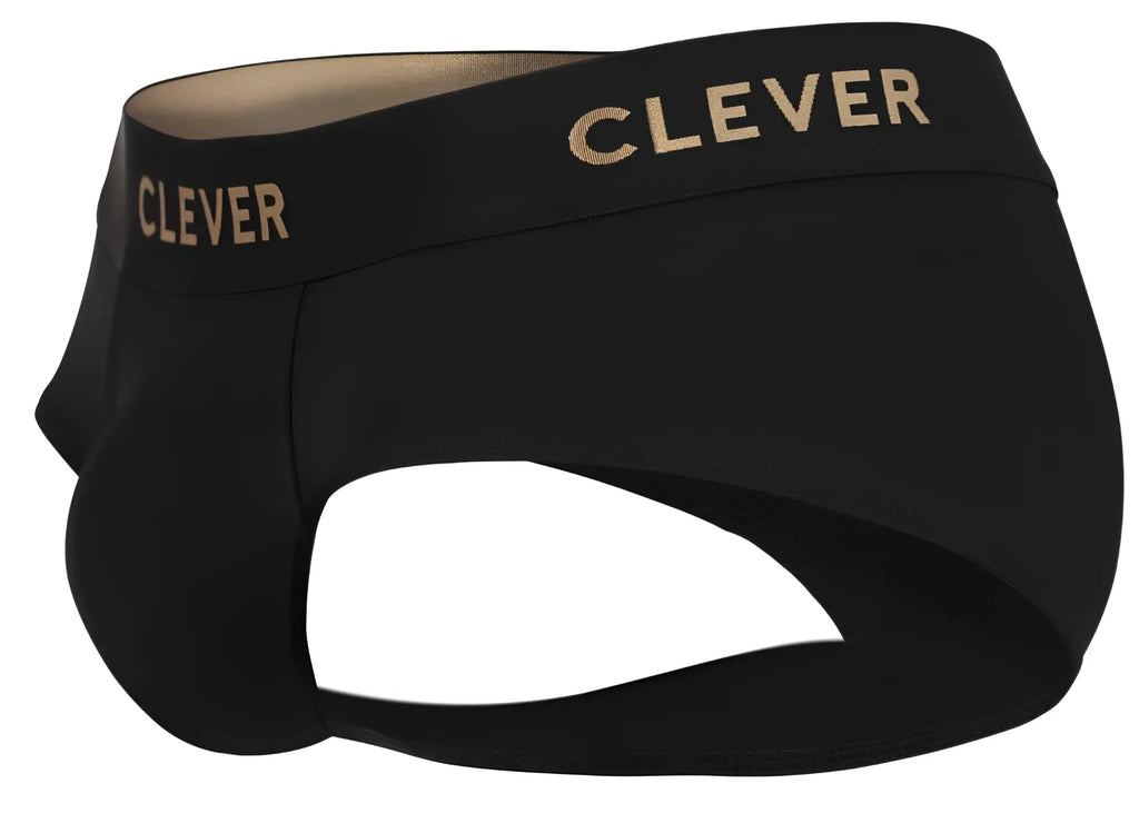 Black clever 2028 valladolid briefs with gold lettering on waistband made of soft breathable fabric