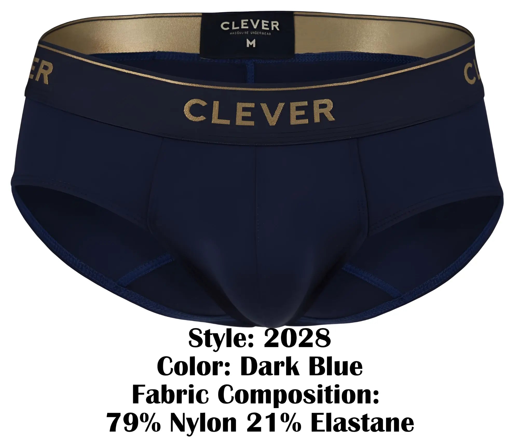 Dark blue clever 2028 valladolid briefs with gold trim and branding in a comfortable men’s underwear design