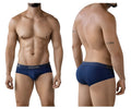 Navy blue cotton Clever 2028 Valladolid briefs with a white Clever logo on the waistband front view