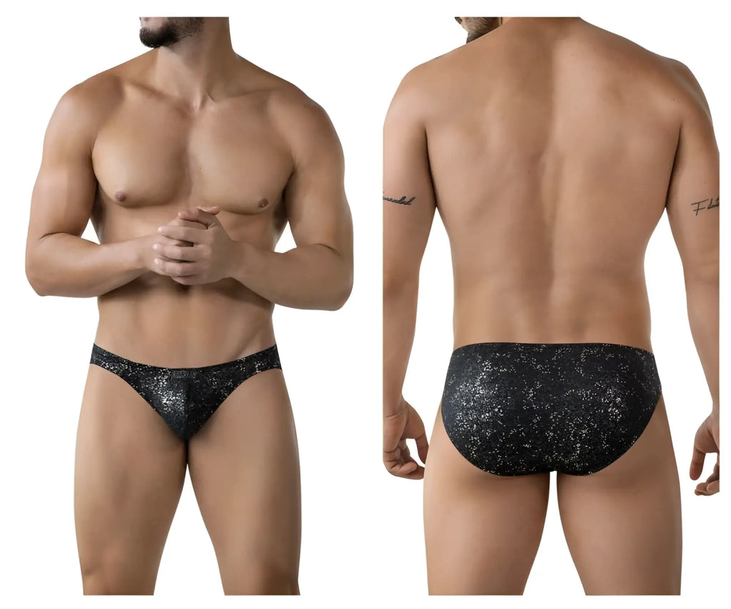 Black clever 2039 galaxy briefs with sparkling sequined glittery texture for stylish comfortable wear