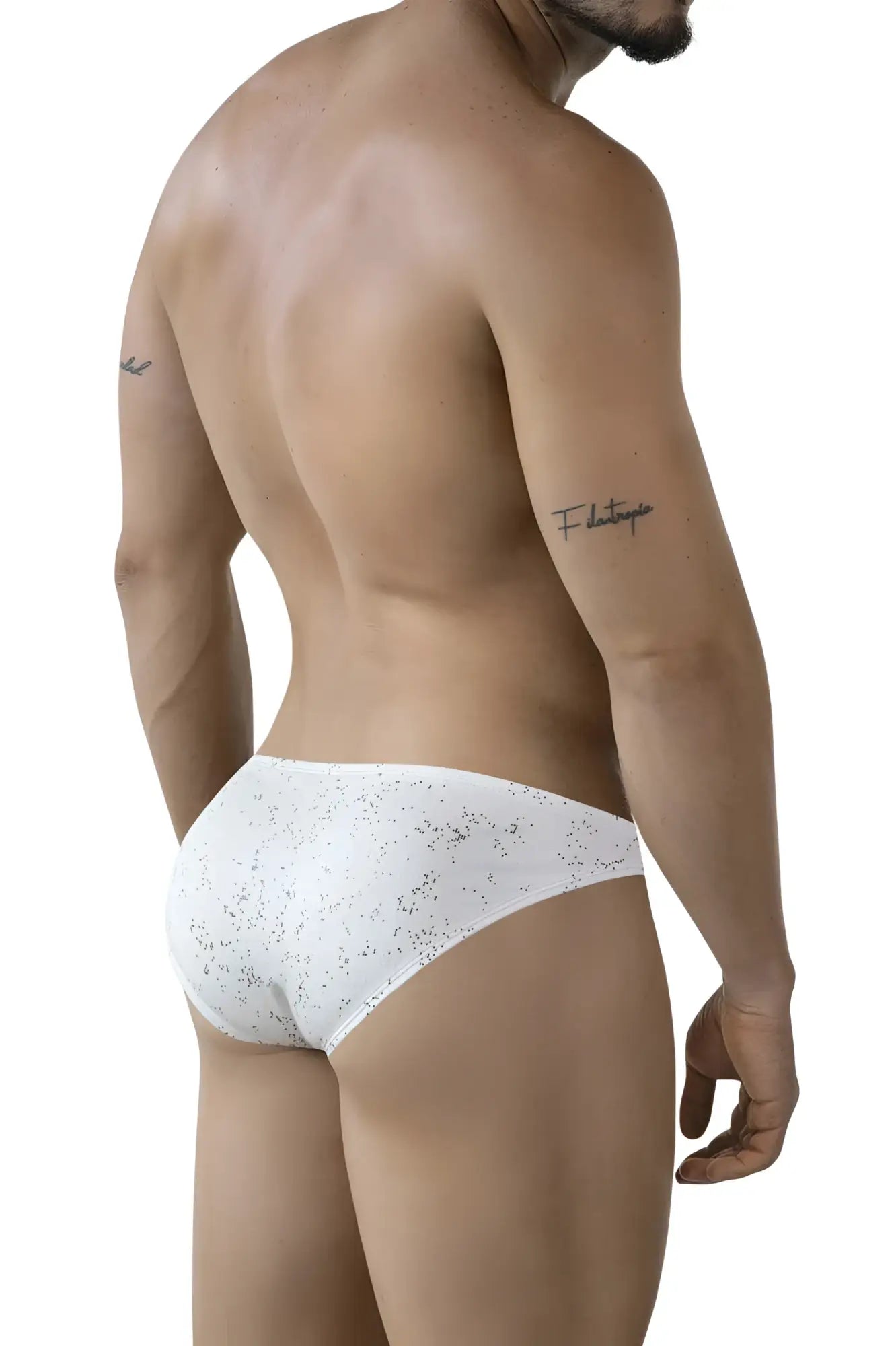 White lace briefs with a delicate speckled pattern from clever 2039 galaxy briefs in white color