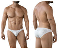 White clever 2039 galaxy briefs with lace trim and subtle speckled pattern in soft breathable fabric