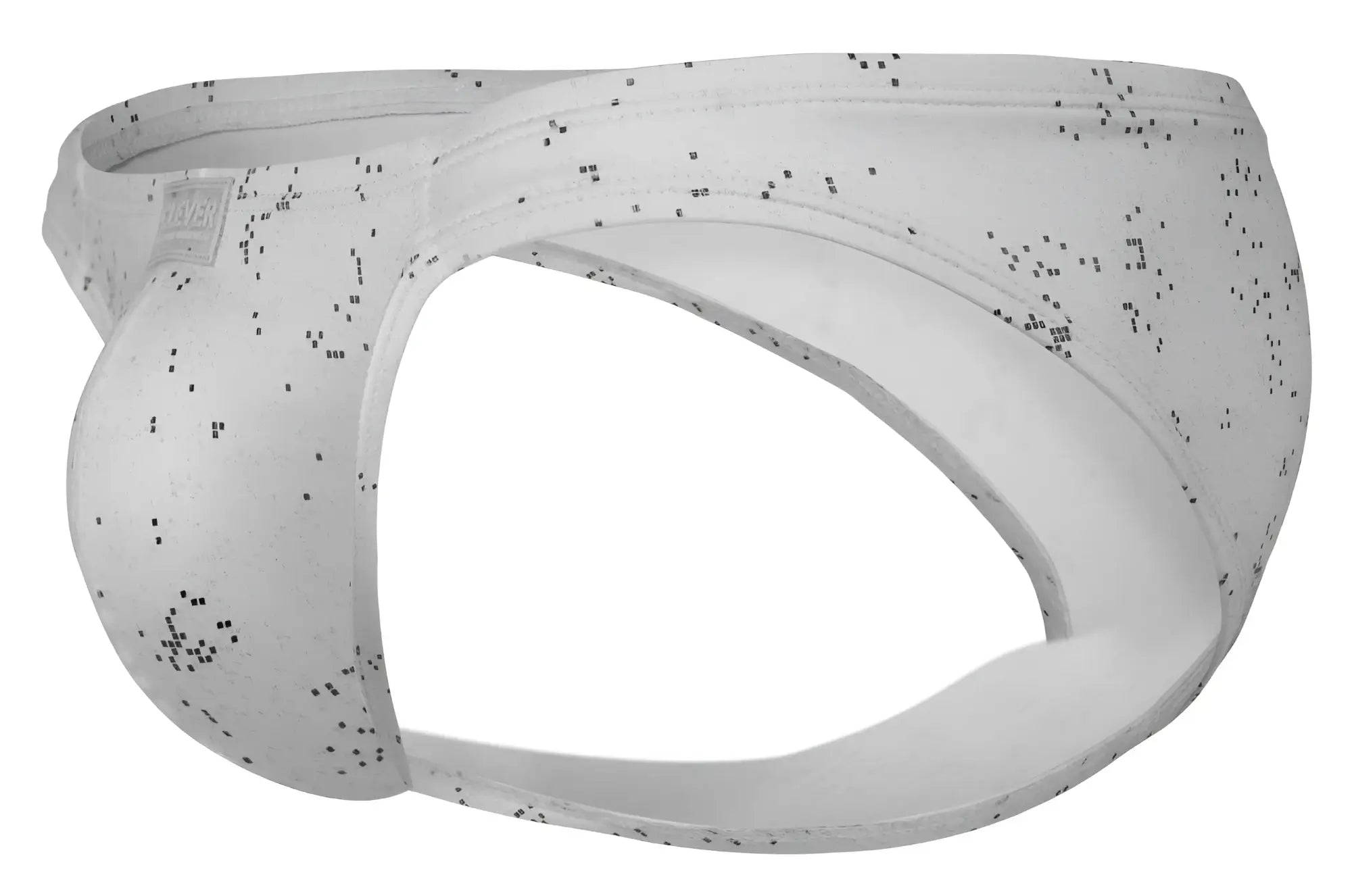 White men’s briefs with a subtle black speckled pattern clever 2039 galaxy briefs color white sleek modern design