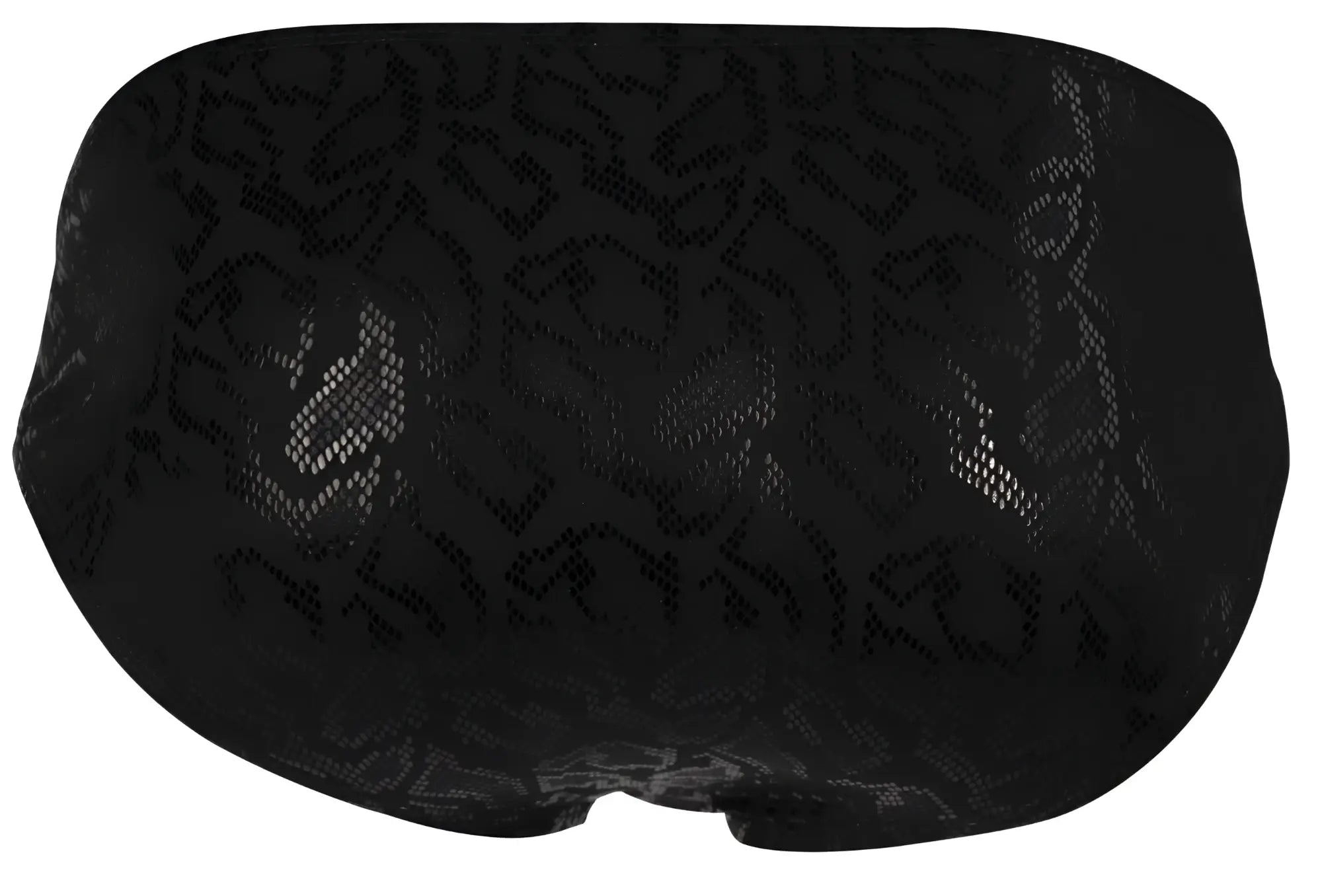 Black eye mask with subtle snakeskin pattern designed for clever 2040 luxe briefs in black color