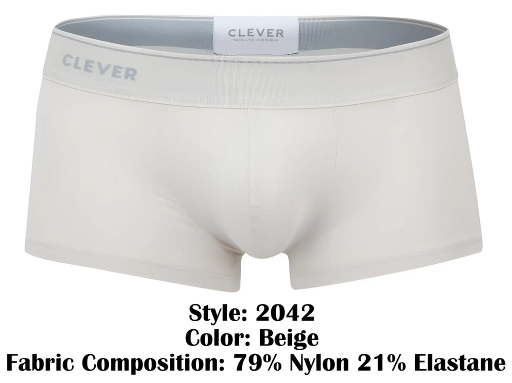 Beige clever 2042 mendoza trunks made from 79% nylon 21% elastane men’s briefs designed for comfort and style