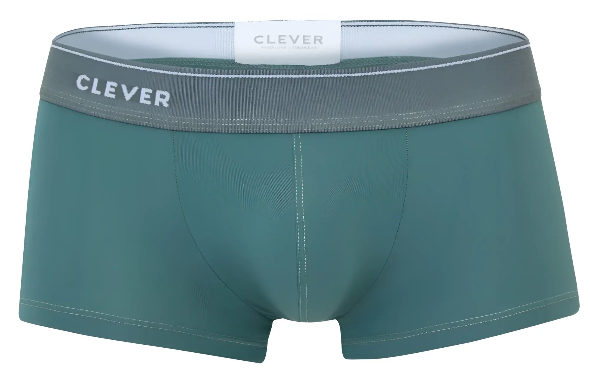 Teal mens clever 2042 mendoza trunks with gray waistband and white clever logo for comfortable everyday wear