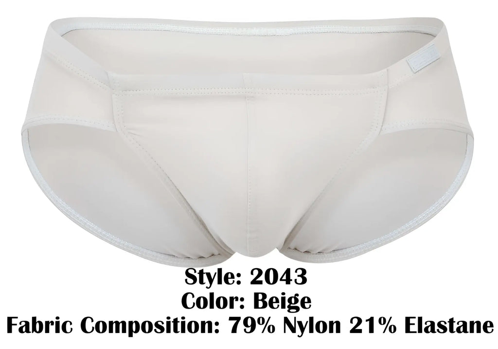 Beige clever 2043 mendoza briefs made of 79% nylon 21% elastane with smooth form fitting design and reinforced waistband stitching
