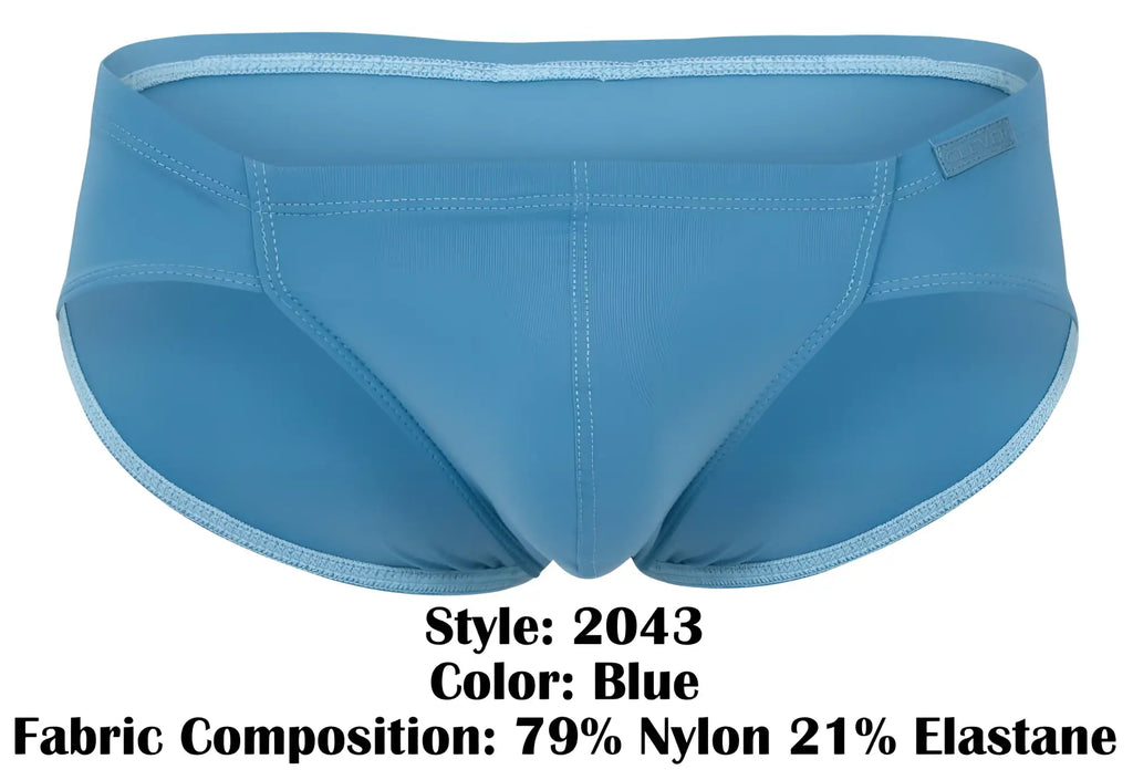 Clever 2043 mendoza briefs in blue made of 79 nylon 21 elastane with subtle ribbed texture and matching light blue trim