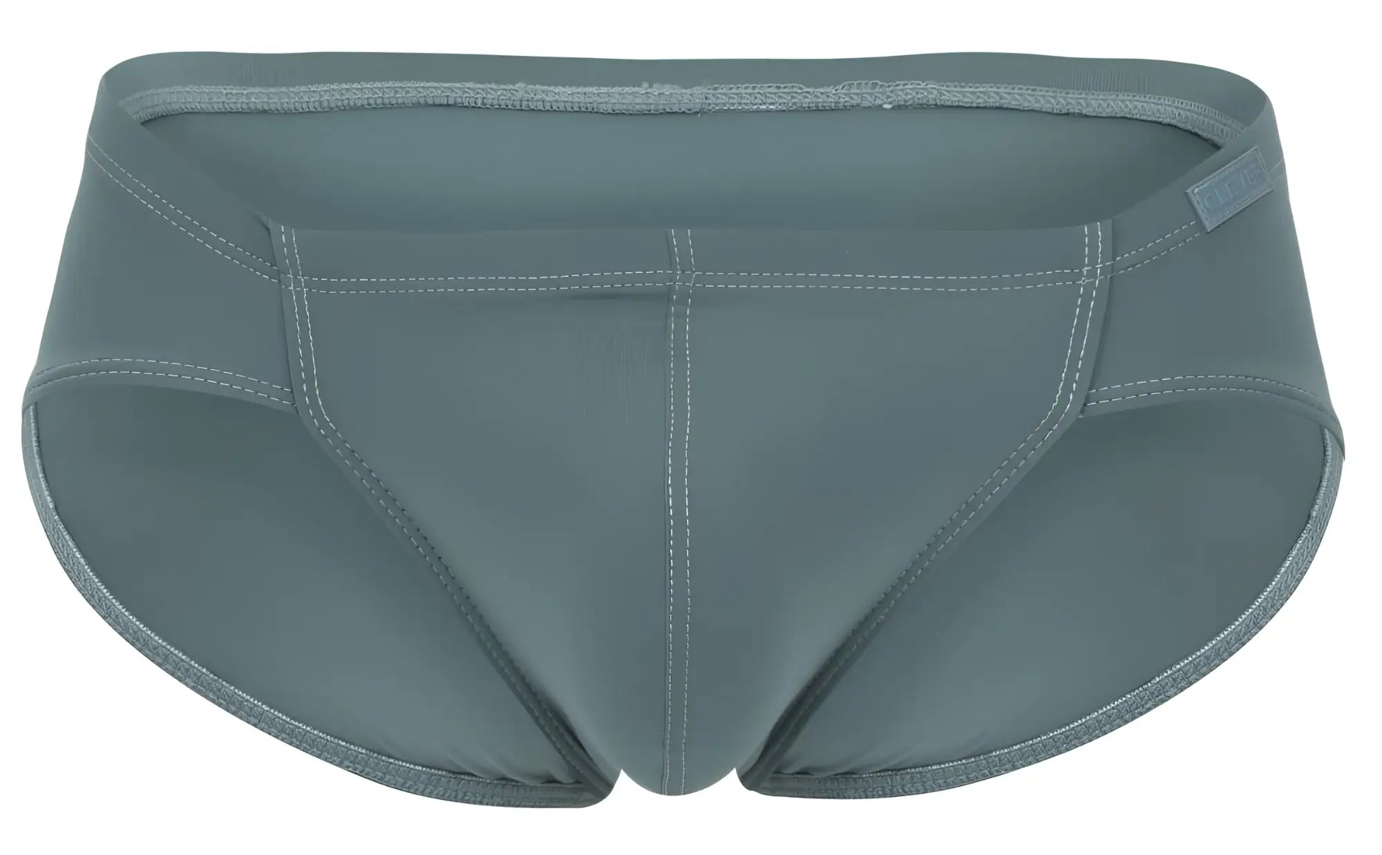 Clever 2043 Mendoza briefs in green featuring sleek slate-gray stretchy fabric with subtle seam stitching
