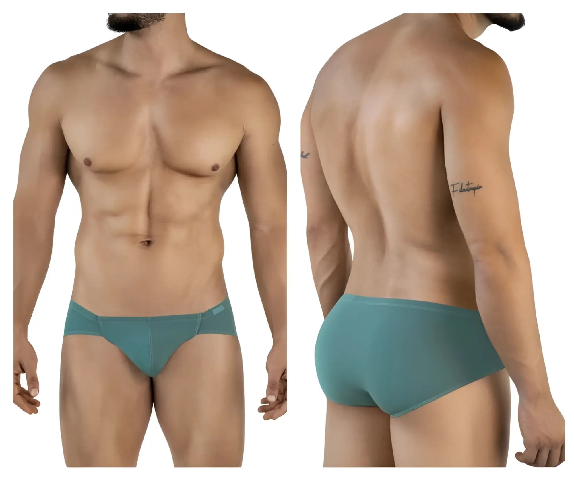 Teal green clever 2043 Mendoza briefs with smooth form-fitting fabric and subtle waistband branding for men