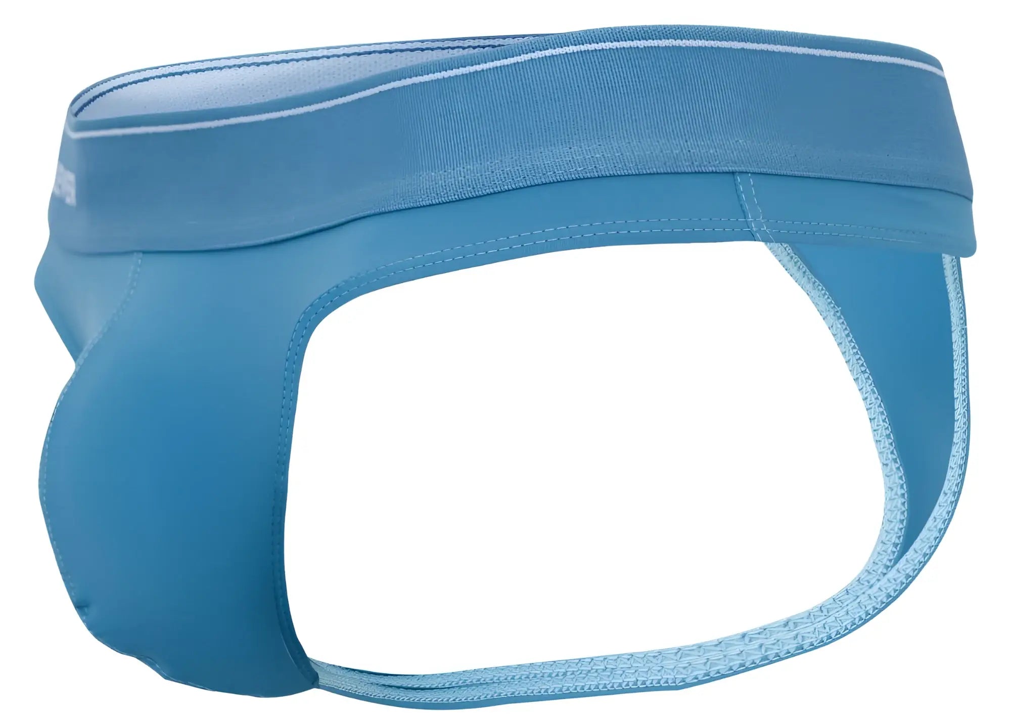 Blue clever 2044 mendoza thongs with supportive contoured design and light blue trim along waistband