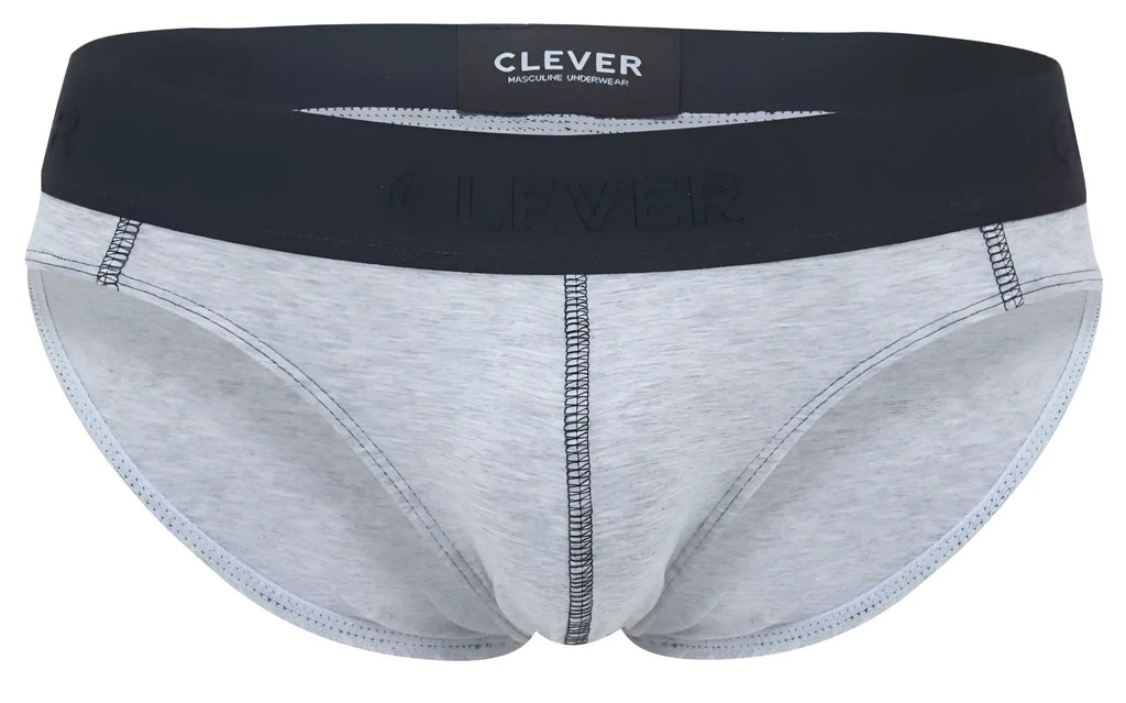Gray heathered clever 2045 catamarca briefs with black elastic waistband and branded label in dark gray color