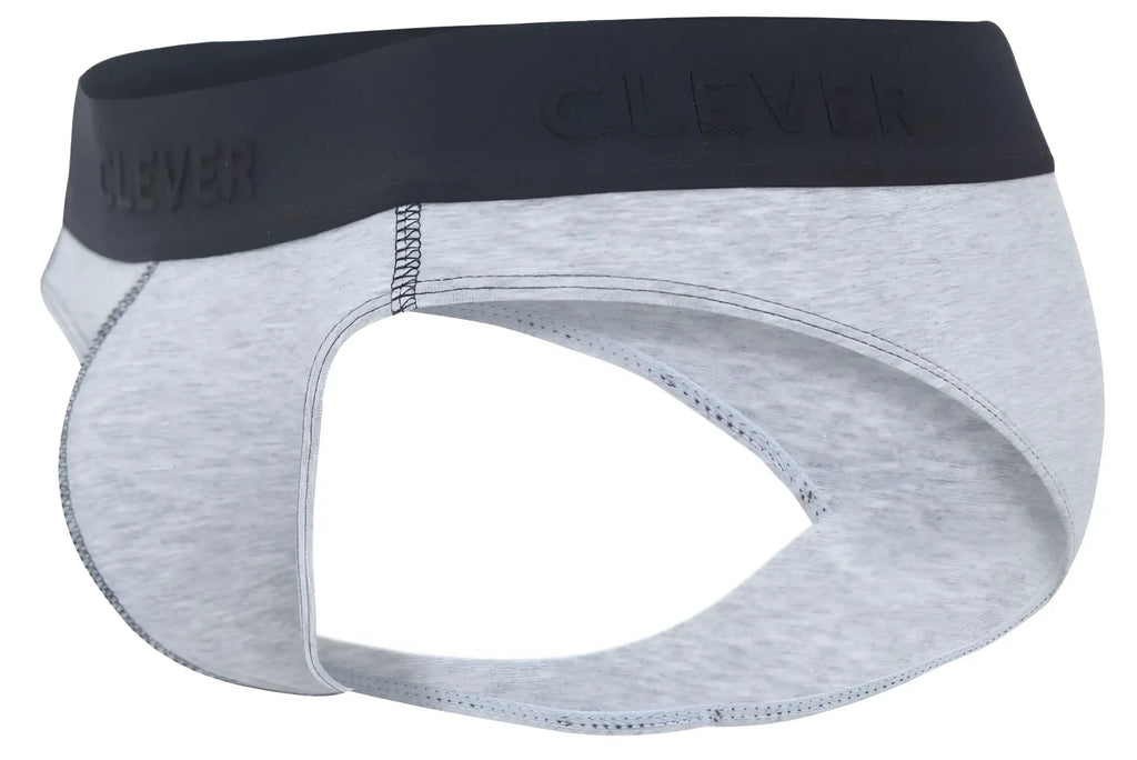 Gray heathered cotton briefs with black clever elastic waistband in dark gray from clever 2045 catamarca collection