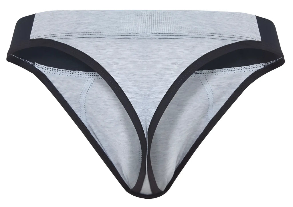 Gray and black clever 2046 catamarca thongs with heathered fabric top and solid black trim for athletic use