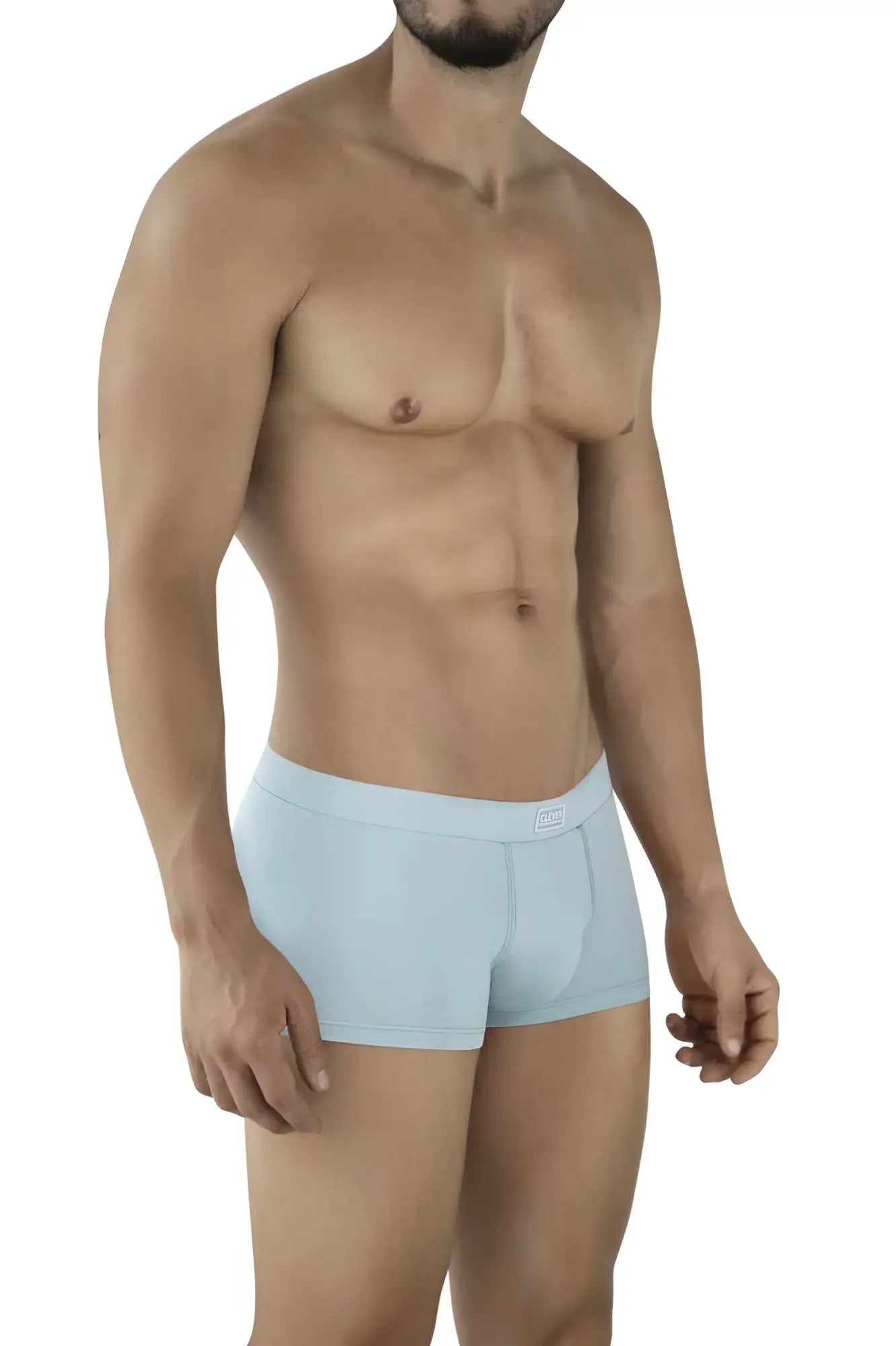 Light blue form-fitting Clever 2047 Cordoba trunks with subtle brand logo on waistband in breathable fabric