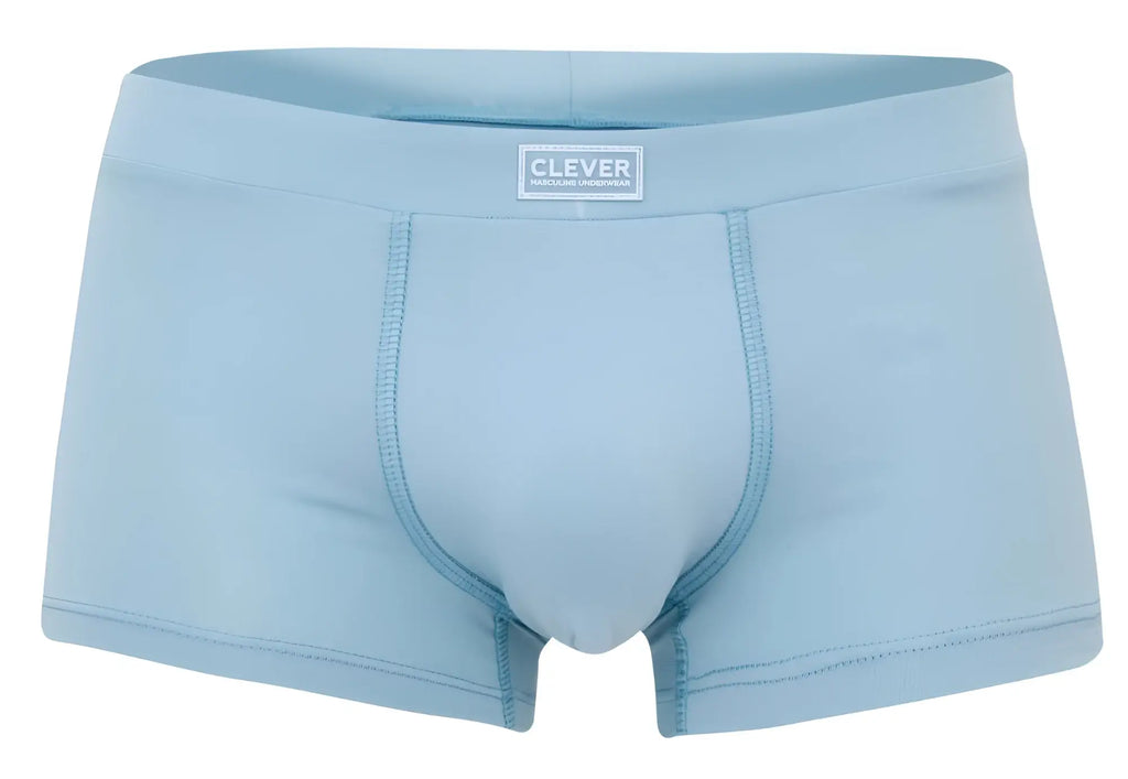 Light blue clever 2047 cordoba trunks with subtle elastic waistband and branded clever label for men