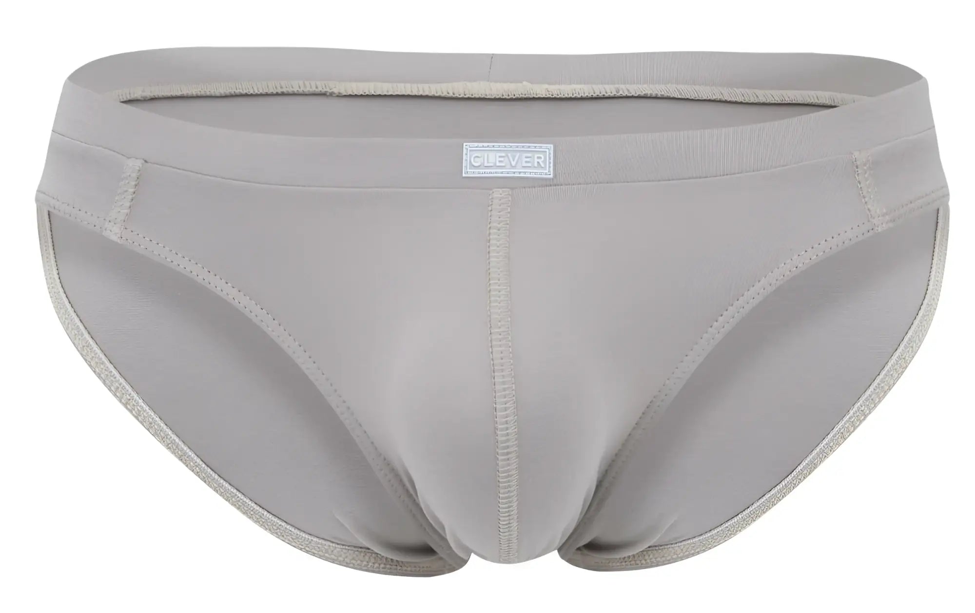 Gray clever 2048 cordoba briefs in sand color featuring smooth seamless design and reinforced edge stitching