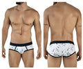 White briefs clever 2051 brochazos with black splatter pattern and solid black waistband for comfortable wear