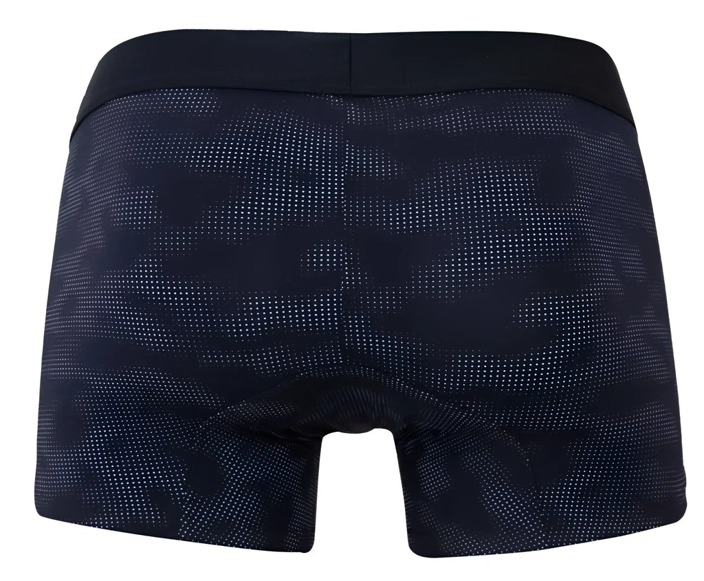 Black clever 2052 militar trunks boxer briefs with dotted camouflage pattern and solid black waistband