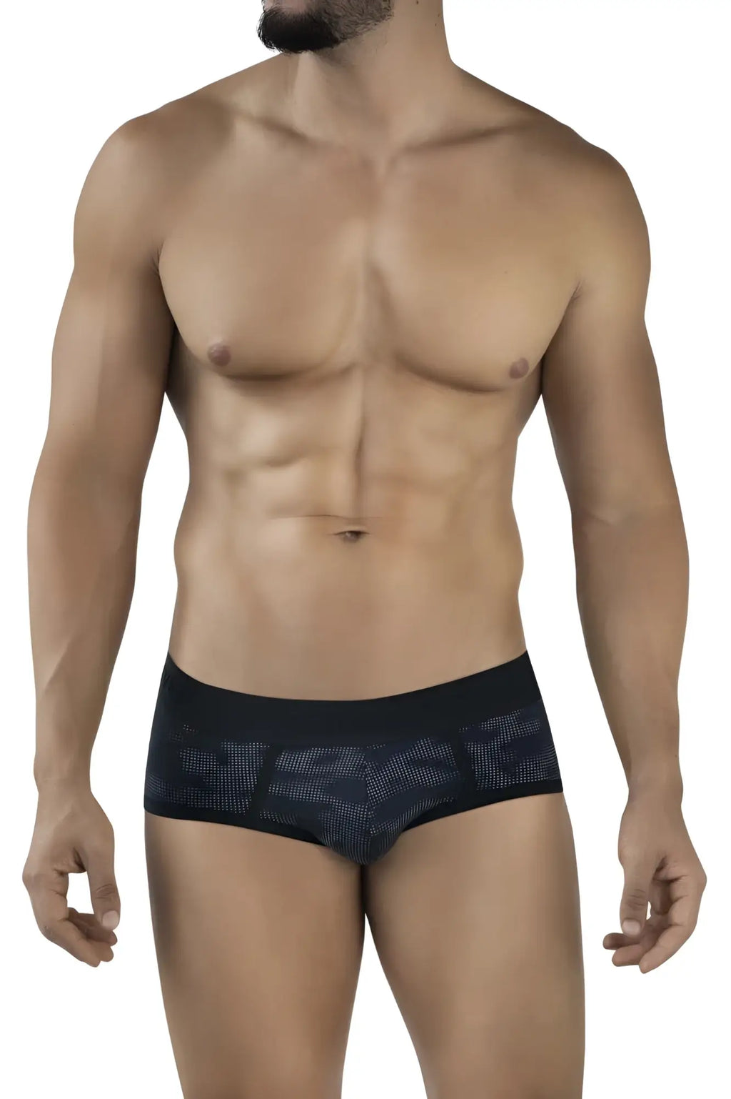 Clever 2053 militar briefs in black mesh with a subtle geometric pattern showing front side