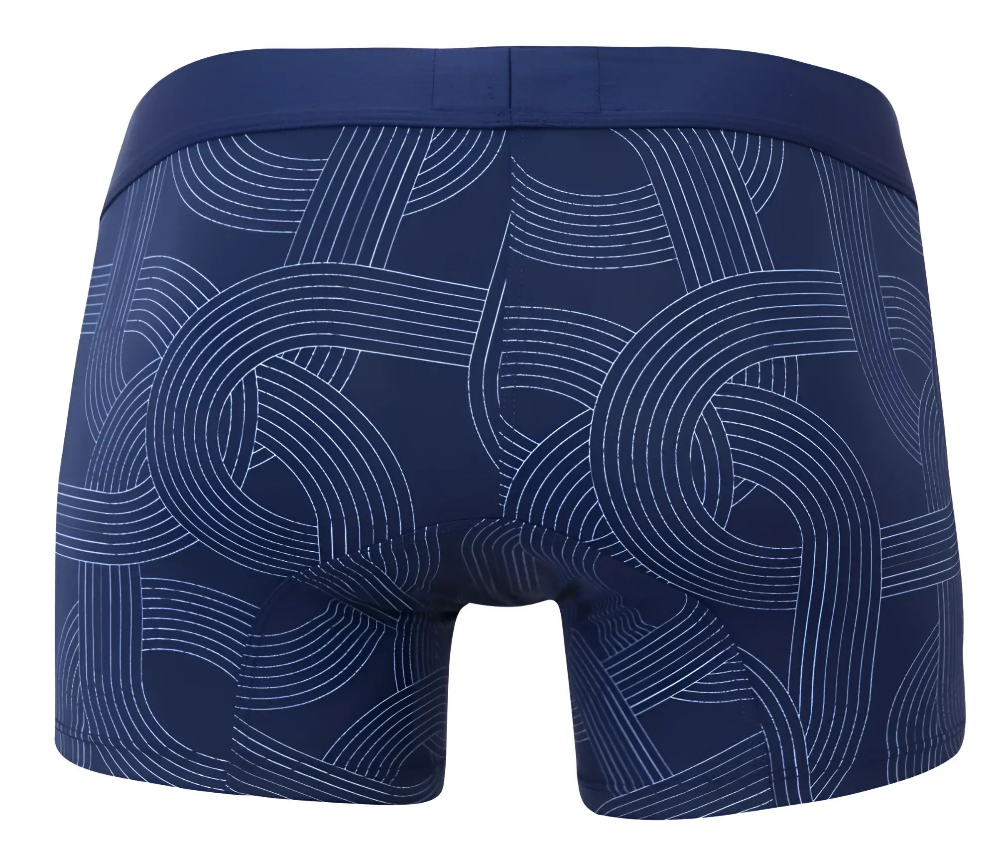 Navy blue Clever 2054 trunks with white geometric line pattern boxer briefs designed for comfort and style