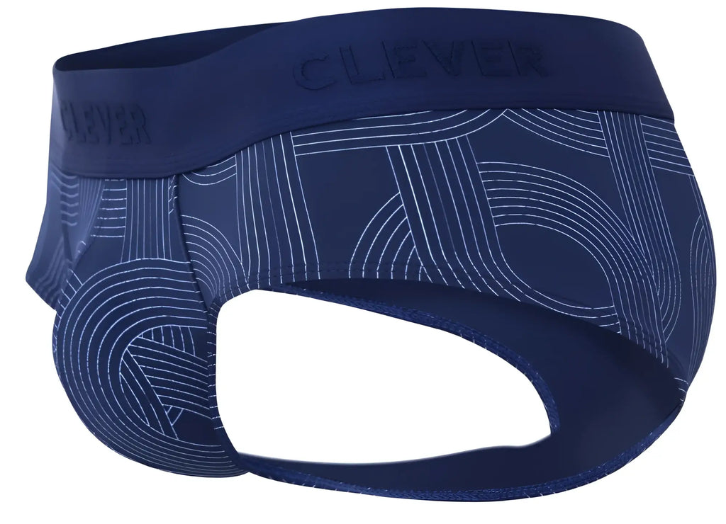 Navy blue clever 2055 men’s briefs with subtle white geometric line pattern for comfortable everyday wear