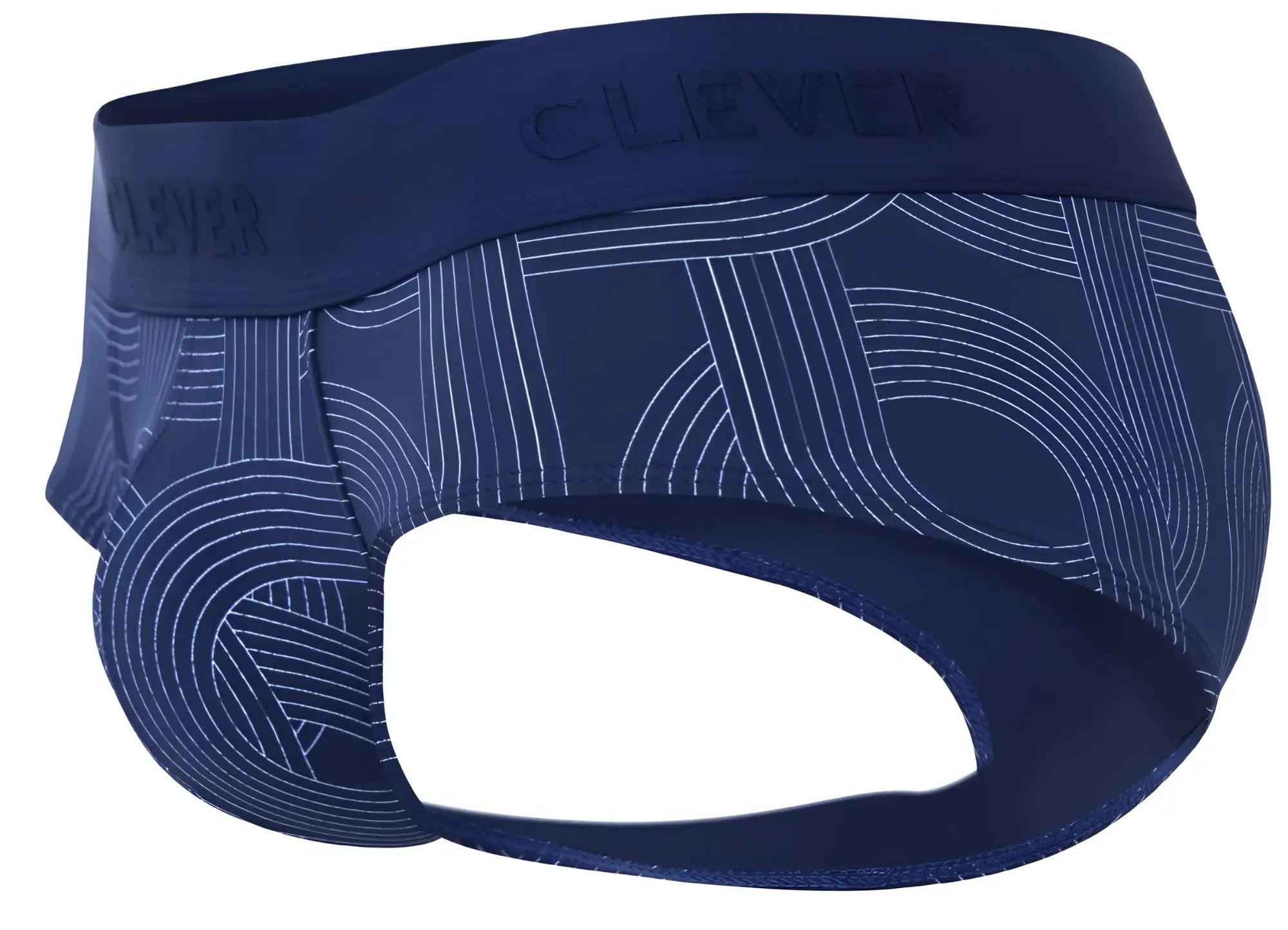 Navy blue clever 2055 men’s briefs with subtle white geometric line pattern for comfortable everyday wear