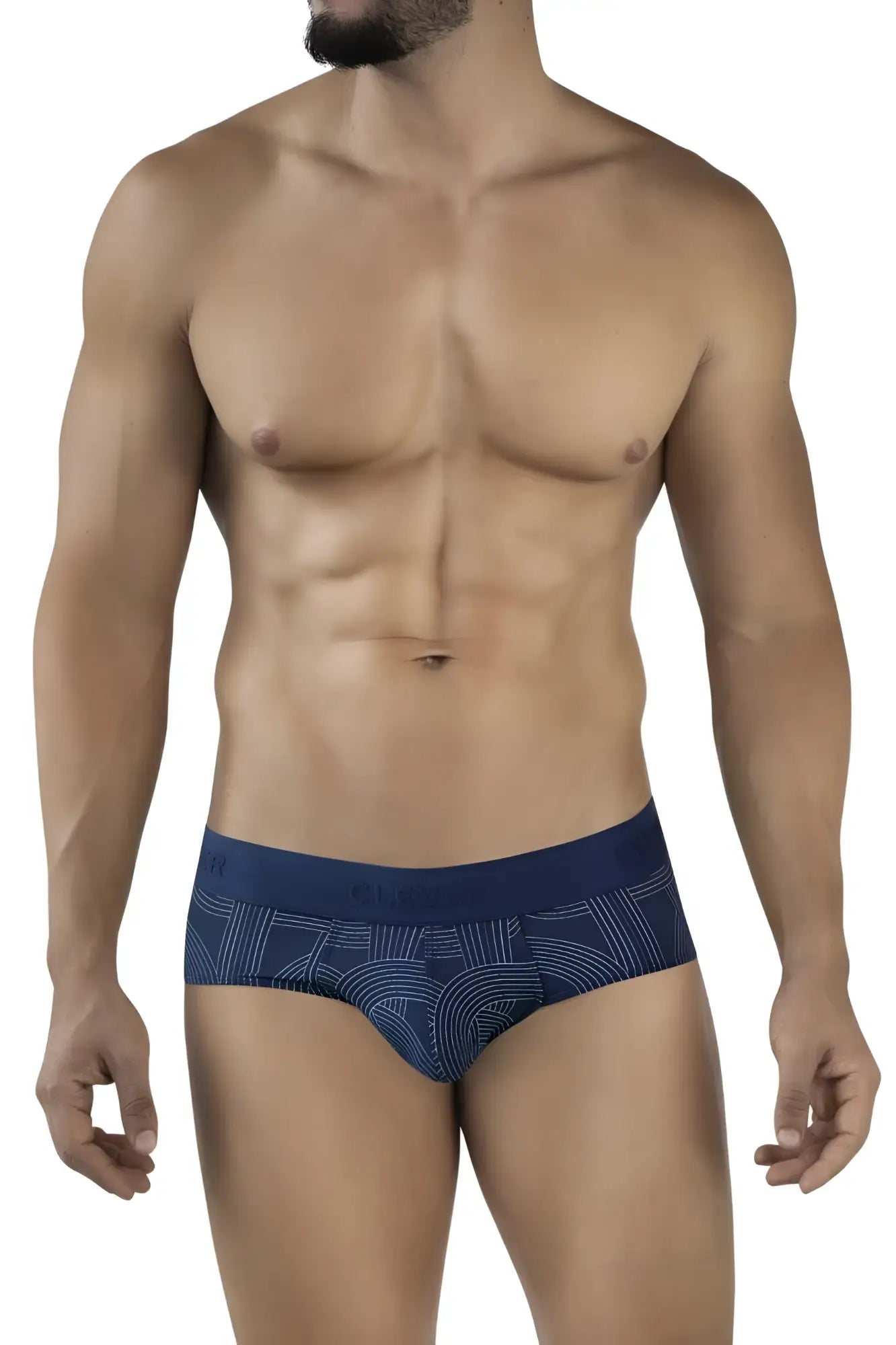 Navy briefs with a subtle lighter blue geometric pattern from Clever 2055 in dark blue for comfortable wear