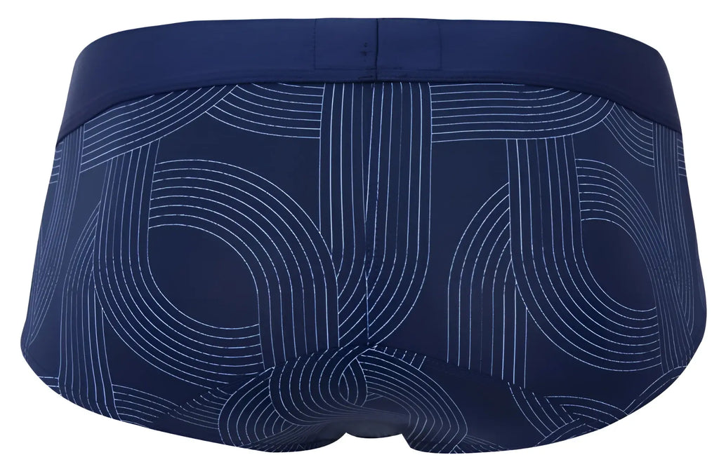 Navy briefs color dark blue with subtle white geometric line pattern offering comfortable everyday wear