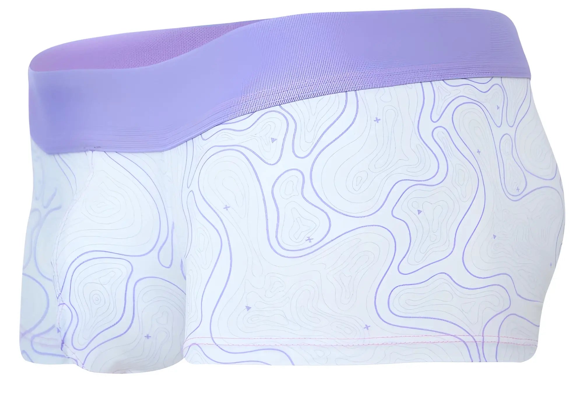 Lavender and white clever 2056 maze trunks briefs with topographic line pattern in lilac color for casual wear