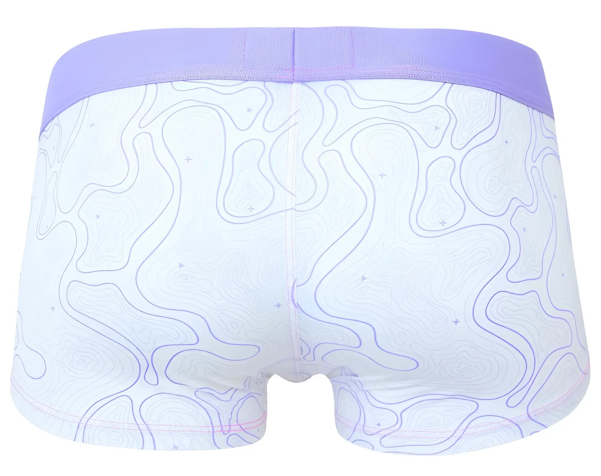 White boxer briefs clever 2056 maze trunks color lilac with lavender waistband and subtle purple topographic patterns
