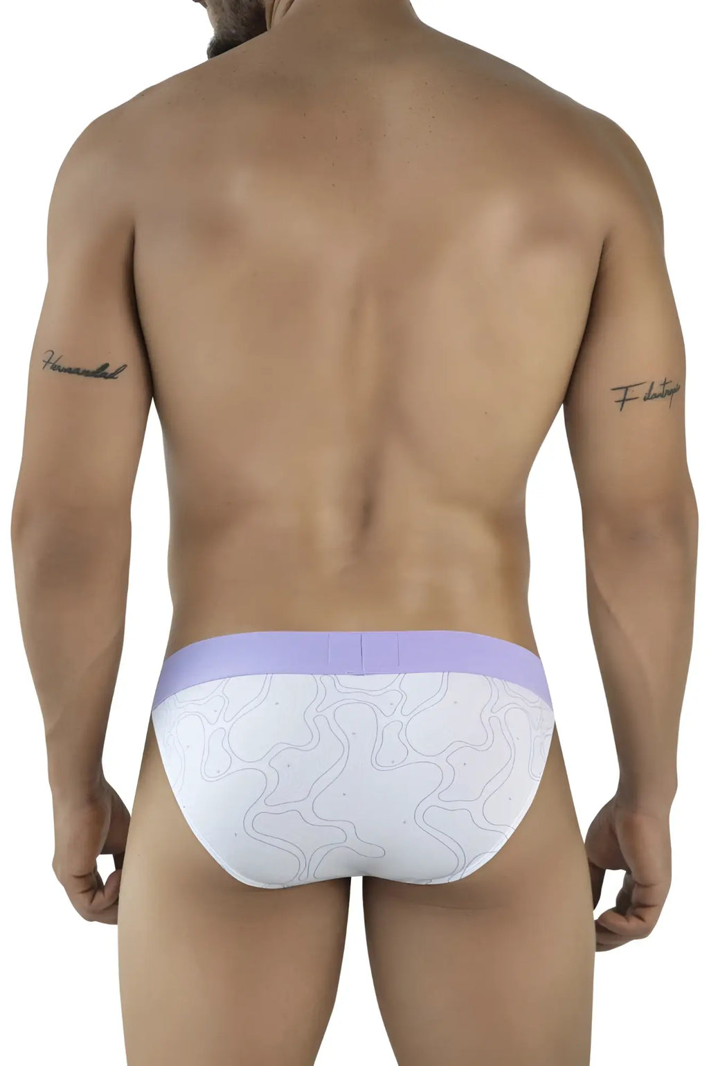 White briefs clever 2057 maze bikini color lilac with lavender waistband and subtle gray abstract line pattern