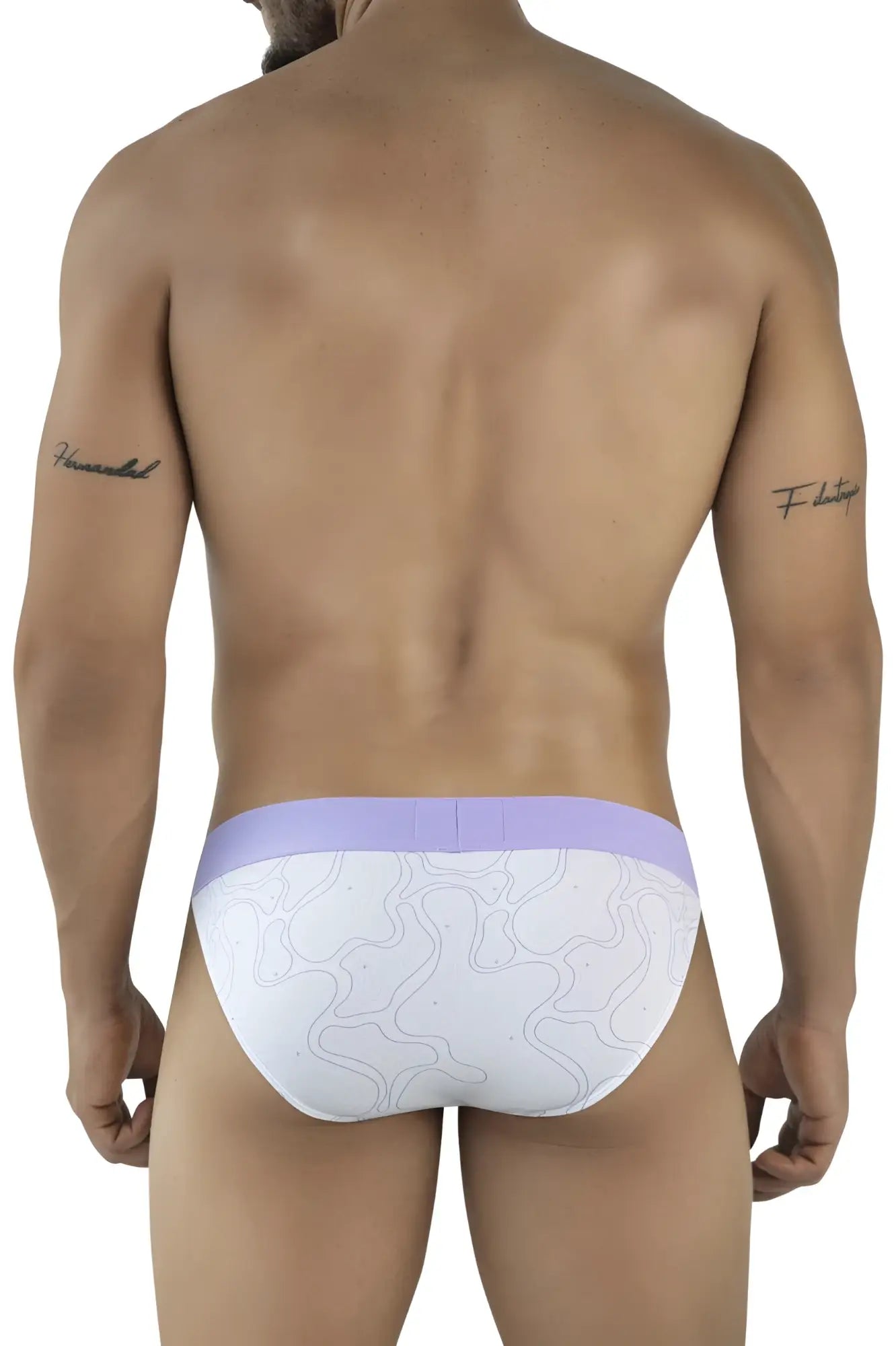 White briefs clever 2057 maze bikini color lilac with lavender waistband and subtle gray abstract line pattern