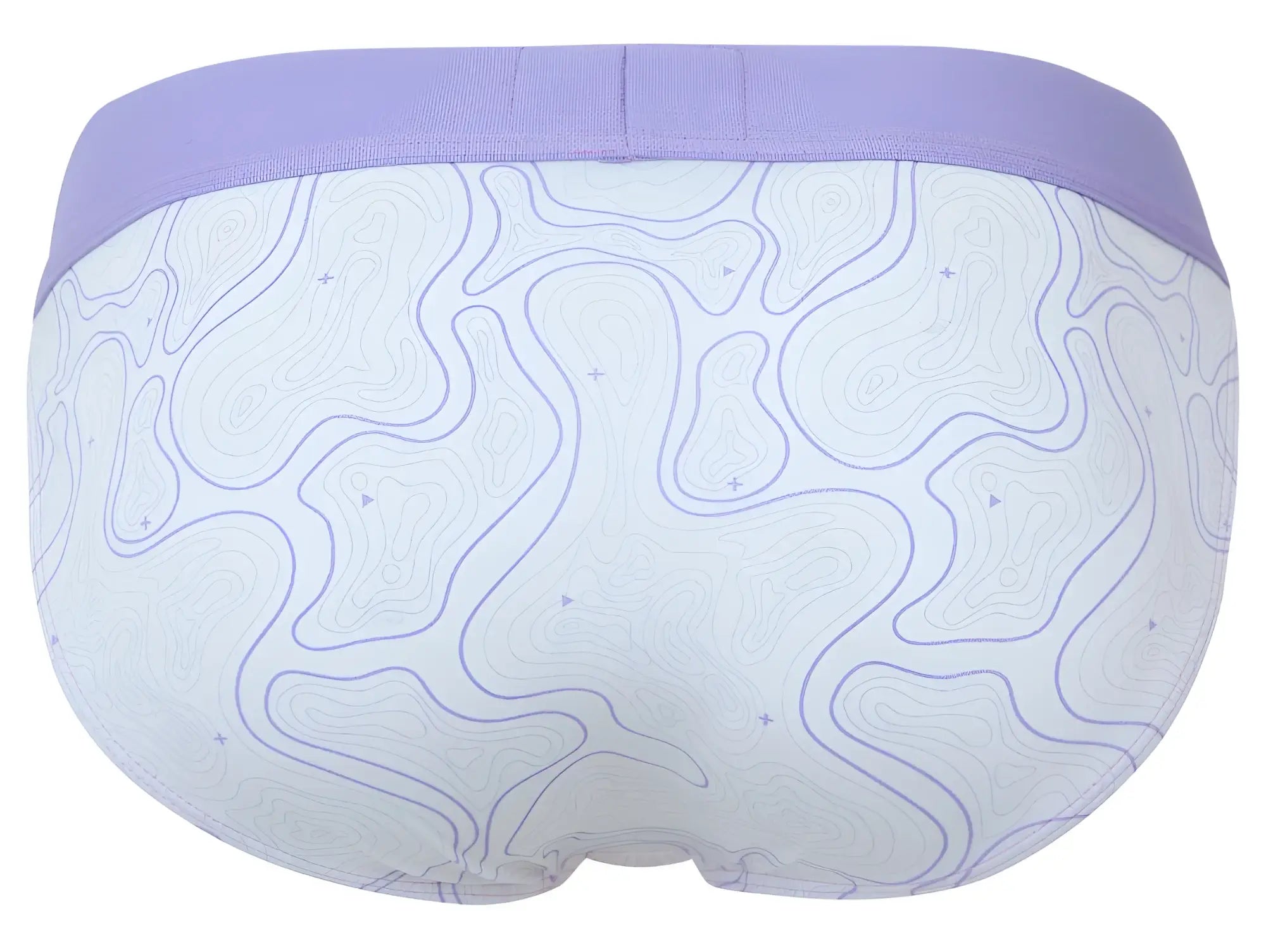 White briefs with lavender waistband and subtle purple contour lines from clever 2057 maze bikini color lilac collection
