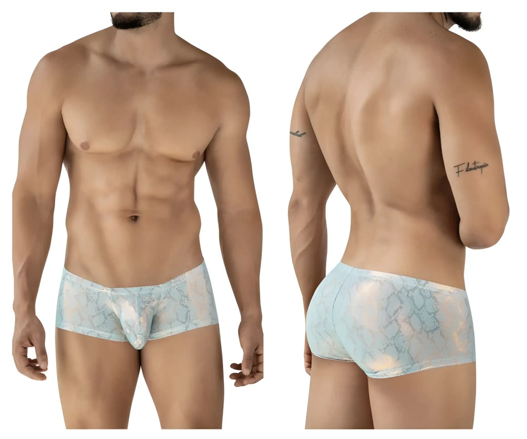 Light blue lace men’s briefs with a subtle pattern from Clever 2061 diamond trunks color blue collection