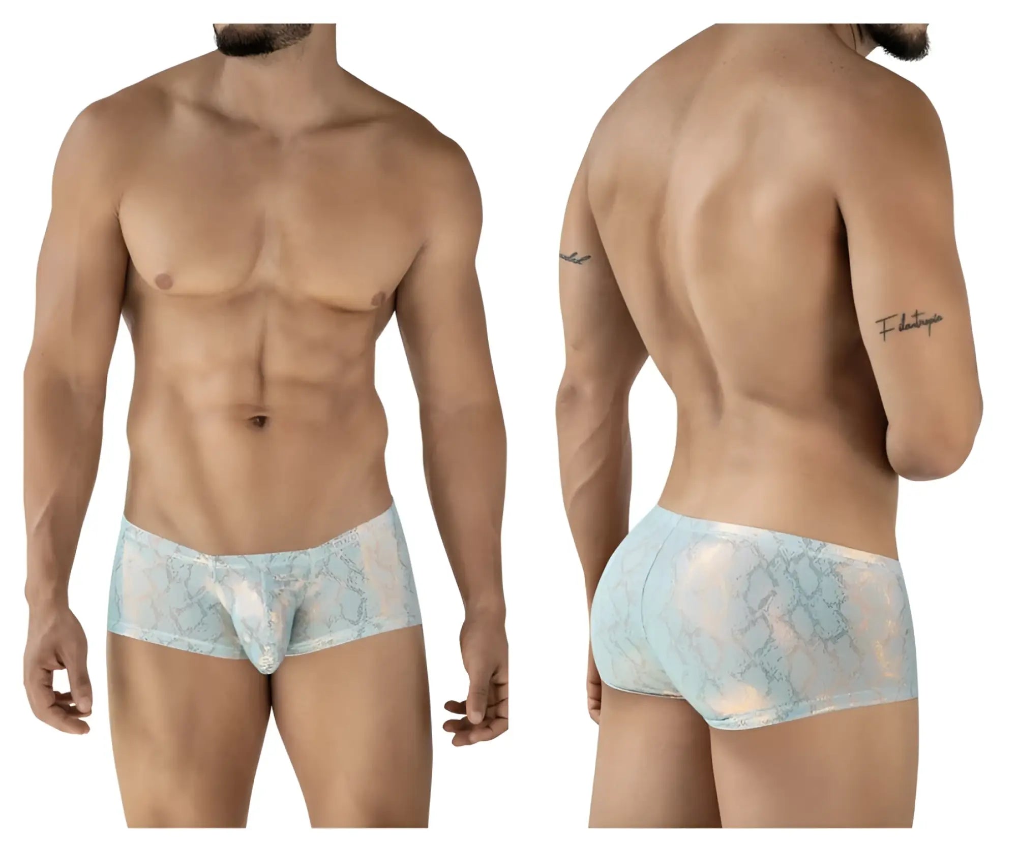 Light blue lace men’s briefs with a subtle pattern from Clever 2061 diamond trunks color blue collection